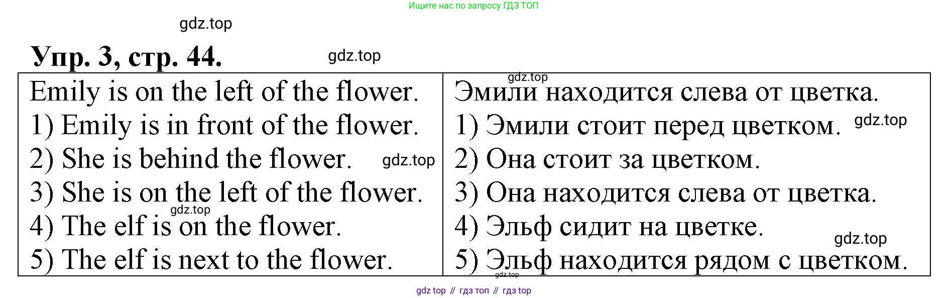 ГДЗ Английский язык (english), 4 класс рабочая тетрадь, авторы: Афанасьева Ольга Васильевна (Afanasyeva Olga), Михеева Ирина Владимировна (Mikheeva Irina), издательство Дрофа, Москва, 2013 - 2023, сиреневого цвета, страница 44, номер 3, Решение