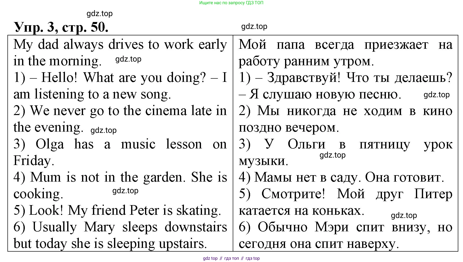 ГДЗ Английский язык (english), 4 класс рабочая тетрадь, авторы: Афанасьева Ольга Васильевна (Afanasyeva Olga), Михеева Ирина Владимировна (Mikheeva Irina), издательство Дрофа, Москва, 2013 - 2023, сиреневого цвета, страница 50, номер 3, Решение