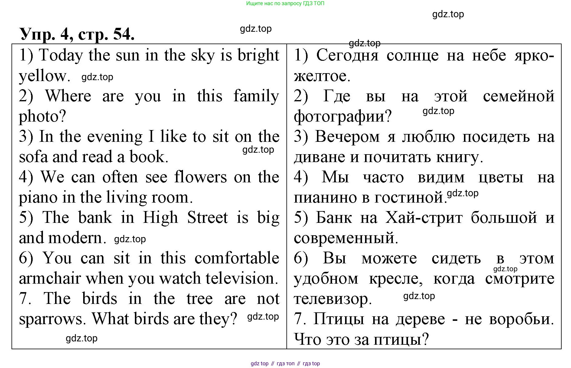 ГДЗ Английский язык (english), 4 класс рабочая тетрадь, авторы: Афанасьева Ольга Васильевна (Afanasyeva Olga), Михеева Ирина Владимировна (Mikheeva Irina), издательство Дрофа, Москва, 2013 - 2023, сиреневого цвета, страница 54, номер 4, Решение
