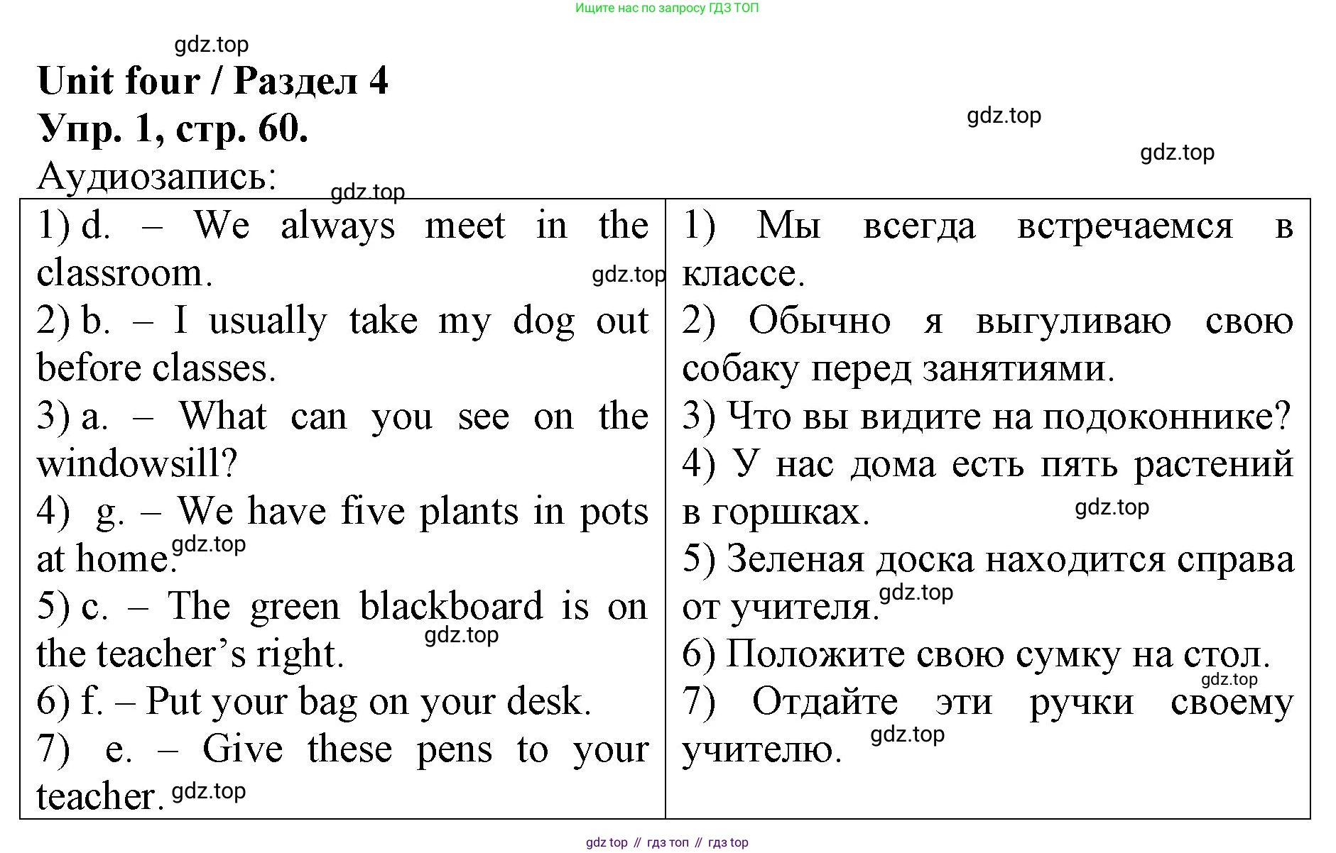 ГДЗ Английский язык (english), 4 класс рабочая тетрадь, авторы: Афанасьева Ольга Васильевна (Afanasyeva Olga), Михеева Ирина Владимировна (Mikheeva Irina), издательство Дрофа, Москва, 2013 - 2023, сиреневого цвета, страница 60, номер 1, Решение