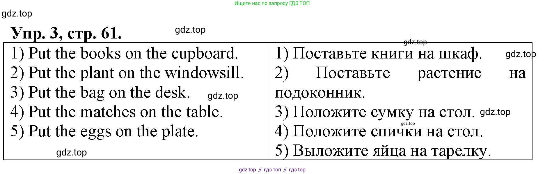 ГДЗ Английский язык (english), 4 класс рабочая тетрадь, авторы: Афанасьева Ольга Васильевна (Afanasyeva Olga), Михеева Ирина Владимировна (Mikheeva Irina), издательство Дрофа, Москва, 2013 - 2023, сиреневого цвета, страница 61, номер 3, Решение