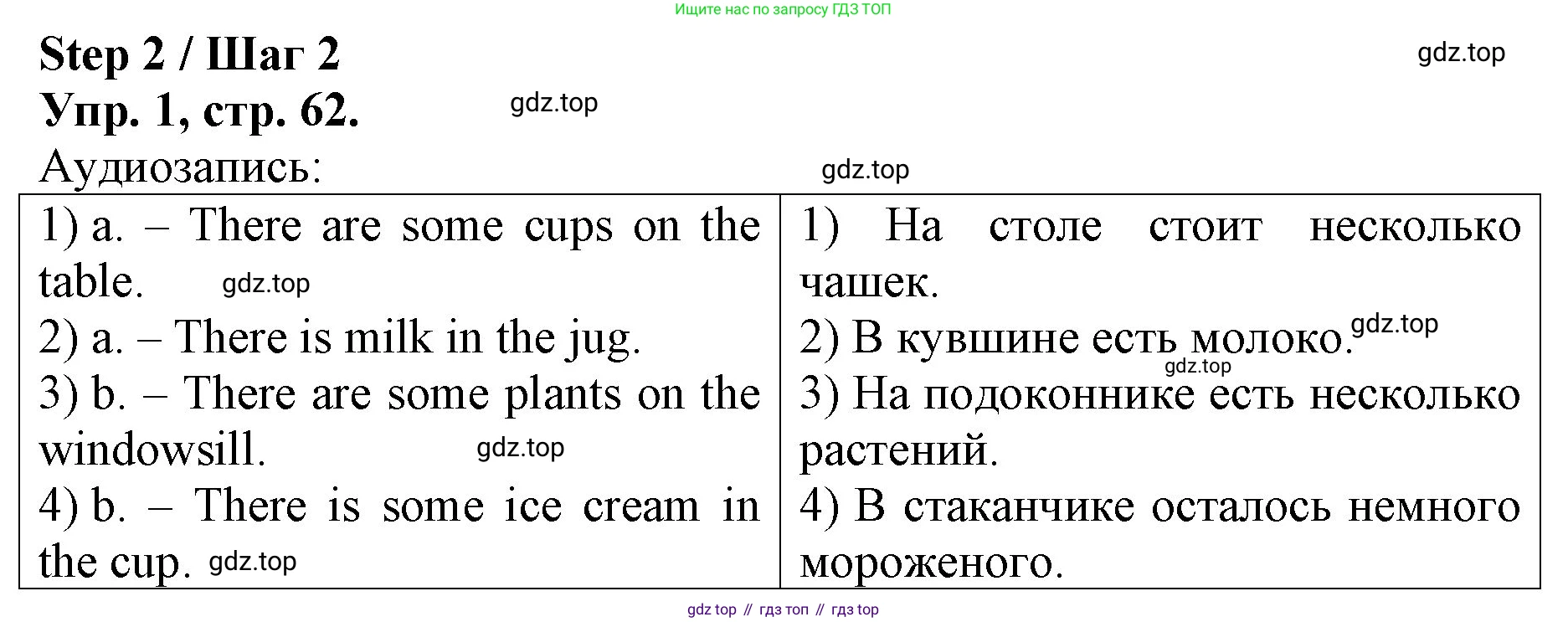 ГДЗ Английский язык (english), 4 класс рабочая тетрадь, авторы: Афанасьева Ольга Васильевна (Afanasyeva Olga), Михеева Ирина Владимировна (Mikheeva Irina), издательство Дрофа, Москва, 2013 - 2023, сиреневого цвета, страница 62, номер 1, Решение
