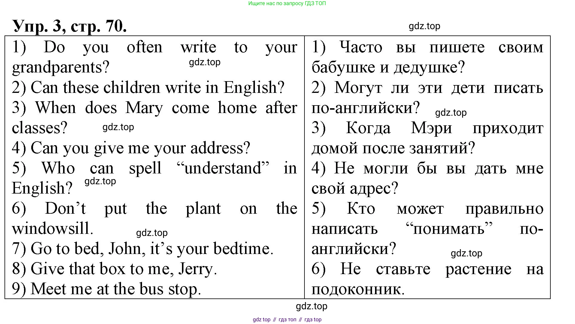 ГДЗ Английский язык (english), 4 класс рабочая тетрадь, авторы: Афанасьева Ольга Васильевна (Afanasyeva Olga), Михеева Ирина Владимировна (Mikheeva Irina), издательство Дрофа, Москва, 2013 - 2023, сиреневого цвета, страница 70, номер 3, Решение