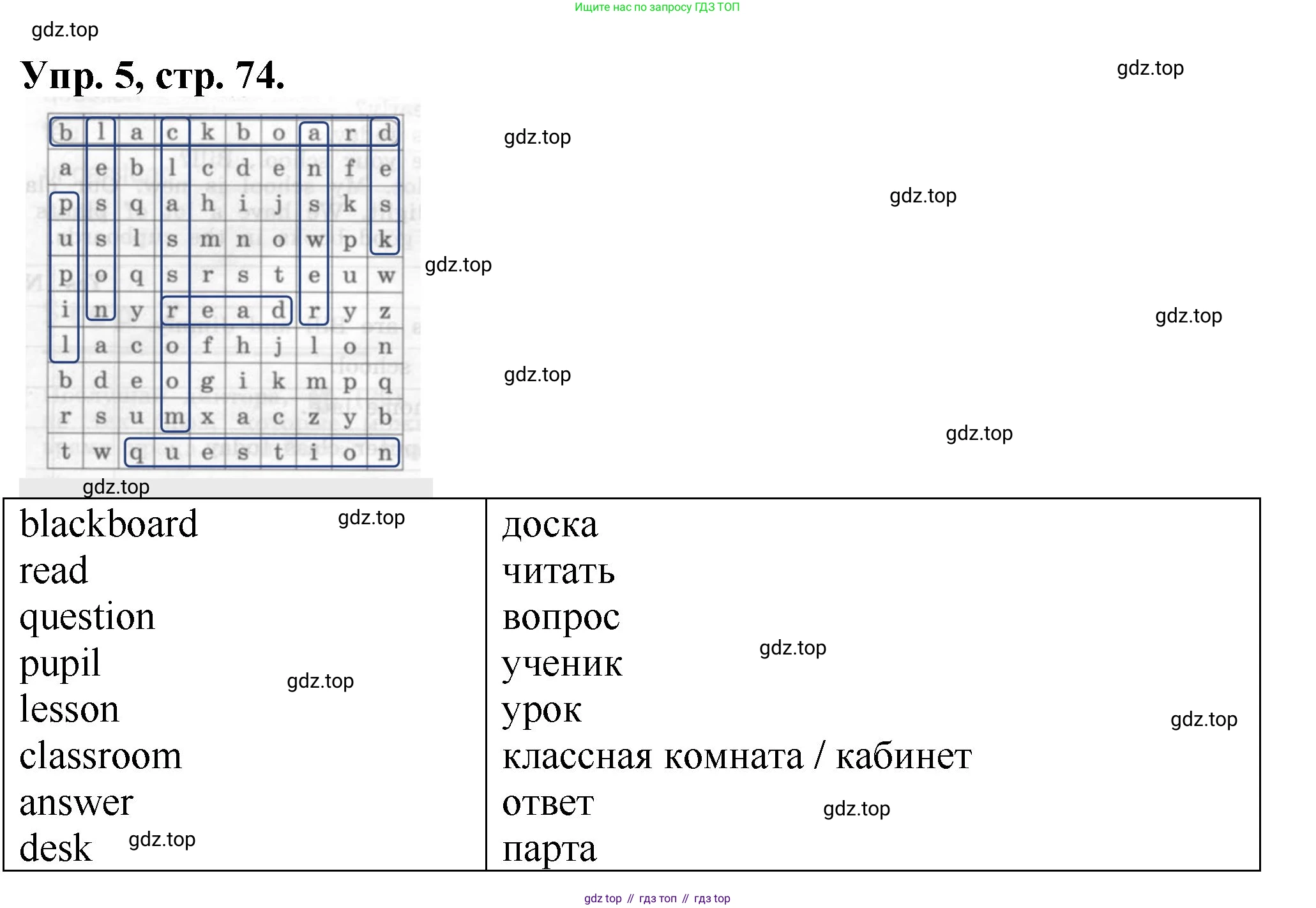ГДЗ Английский язык (english), 4 класс рабочая тетрадь, авторы: Афанасьева Ольга Васильевна (Afanasyeva Olga), Михеева Ирина Владимировна (Mikheeva Irina), издательство Дрофа, Москва, 2013 - 2023, сиреневого цвета, страница 74, номер 5, Решение