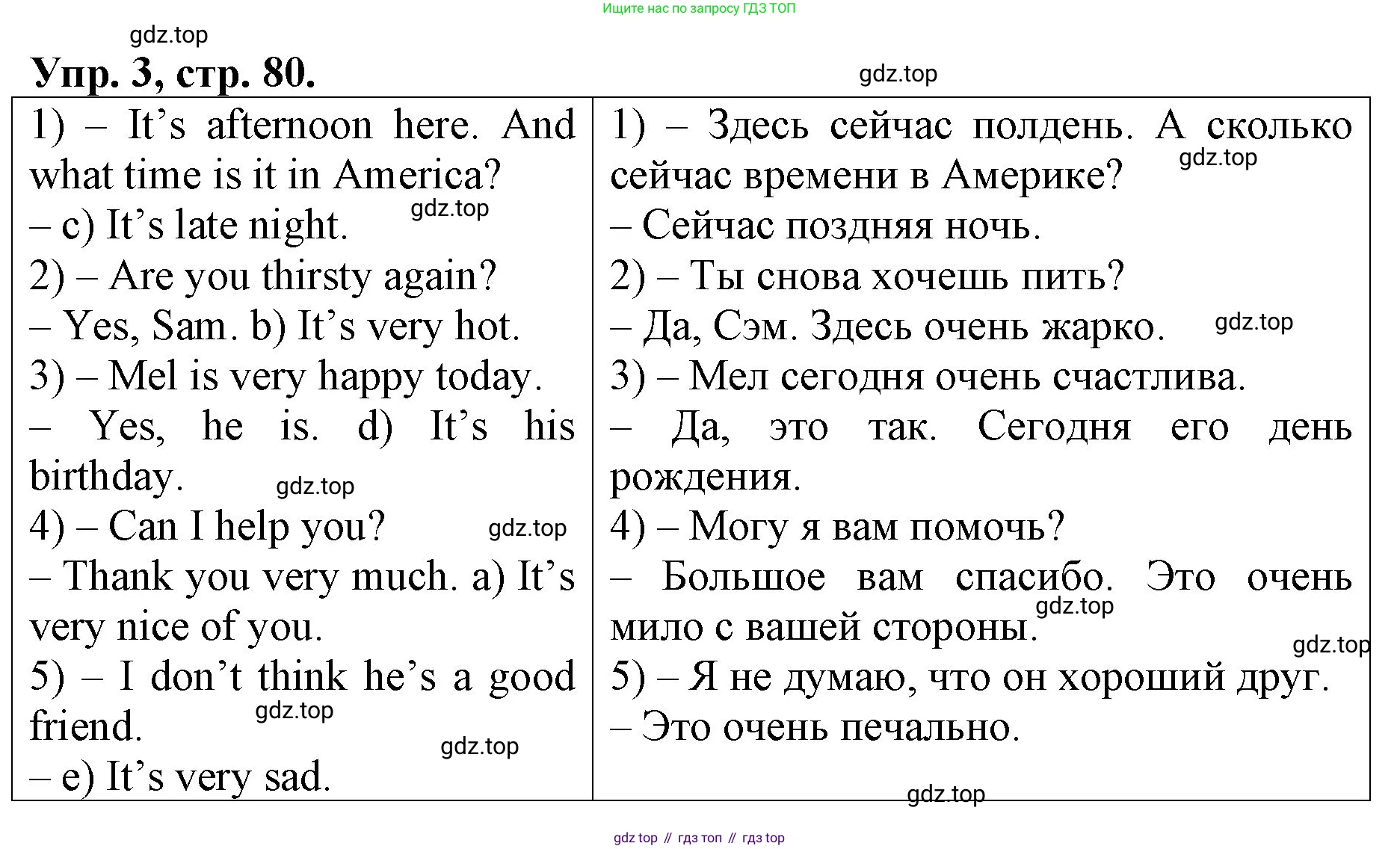 ГДЗ Английский язык (english), 4 класс рабочая тетрадь, авторы: Афанасьева Ольга Васильевна (Afanasyeva Olga), Михеева Ирина Владимировна (Mikheeva Irina), издательство Дрофа, Москва, 2013 - 2023, сиреневого цвета, страница 80, номер 3, Решение