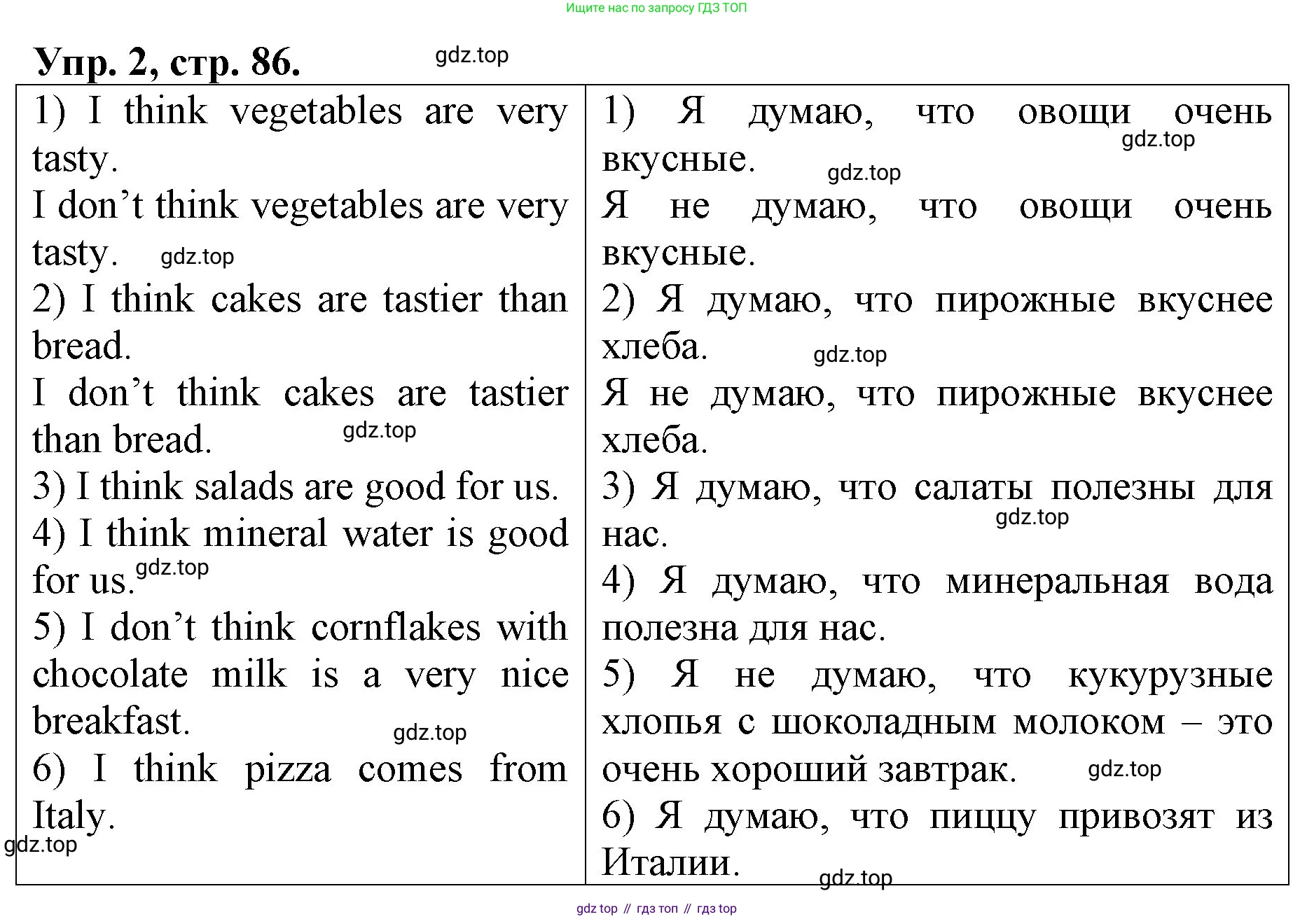 ГДЗ Английский язык (english), 4 класс рабочая тетрадь, авторы: Афанасьева Ольга Васильевна (Afanasyeva Olga), Михеева Ирина Владимировна (Mikheeva Irina), издательство Дрофа, Москва, 2013 - 2023, сиреневого цвета, страница 86, номер 2, Решение