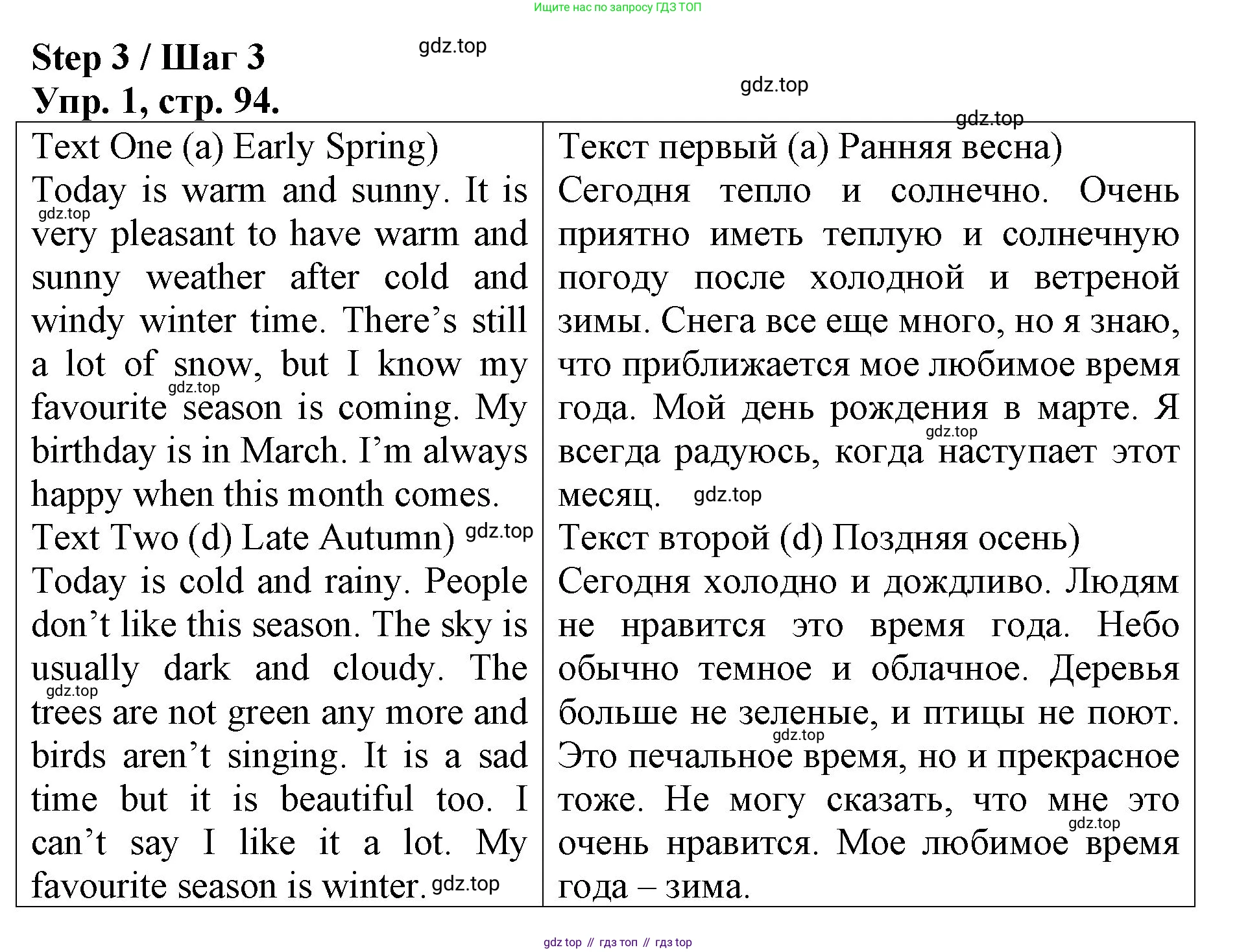 ГДЗ Английский язык (english), 4 класс рабочая тетрадь, авторы: Афанасьева Ольга Васильевна (Afanasyeva Olga), Михеева Ирина Владимировна (Mikheeva Irina), издательство Дрофа, Москва, 2013 - 2023, сиреневого цвета, страница 94, номер 1, Решение