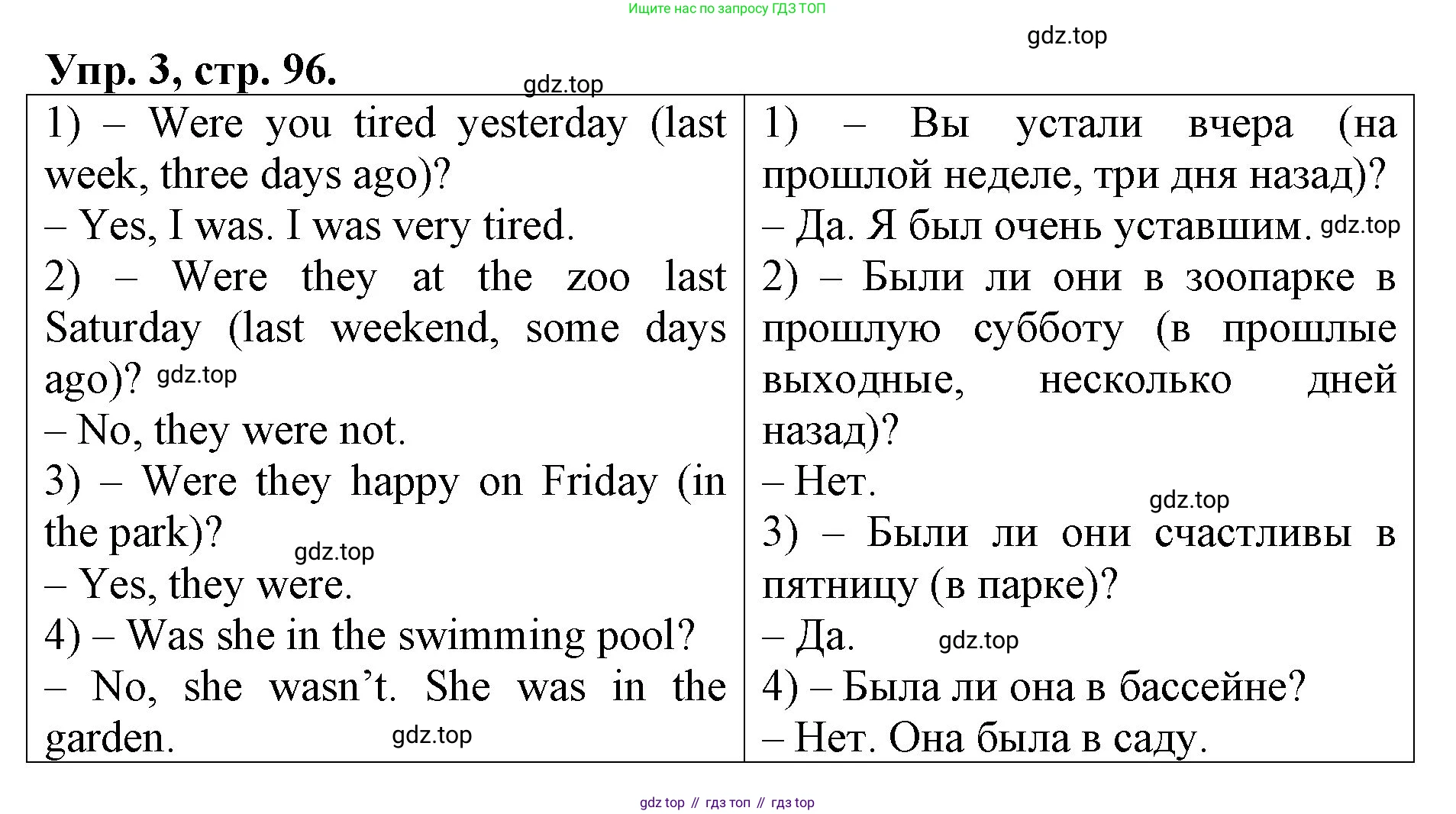 ГДЗ Английский язык (english), 4 класс рабочая тетрадь, авторы: Афанасьева Ольга Васильевна (Afanasyeva Olga), Михеева Ирина Владимировна (Mikheeva Irina), издательство Дрофа, Москва, 2013 - 2023, сиреневого цвета, страница 96, номер 3, Решение