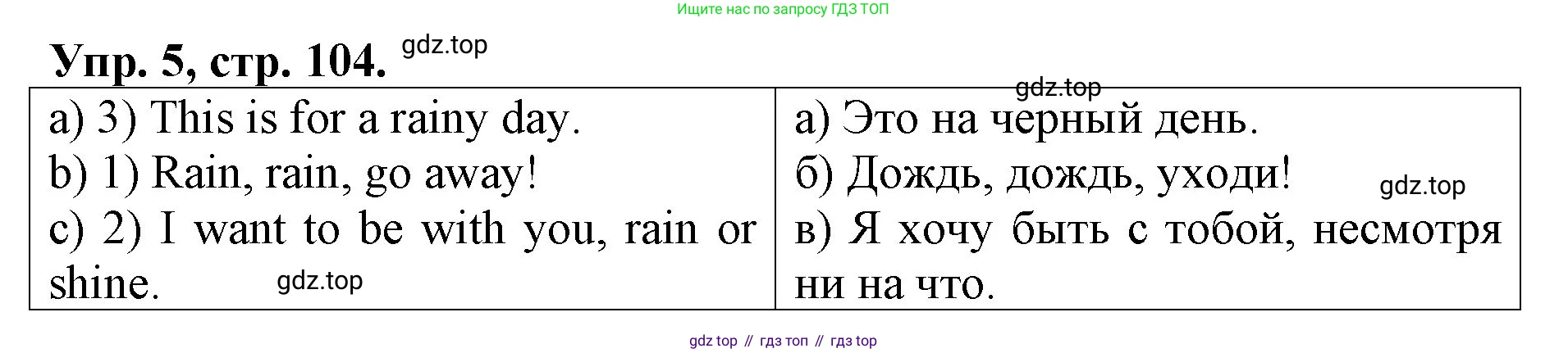 ГДЗ Английский язык (english), 4 класс рабочая тетрадь, авторы: Афанасьева Ольга Васильевна (Afanasyeva Olga), Михеева Ирина Владимировна (Mikheeva Irina), издательство Дрофа, Москва, 2013 - 2023, сиреневого цвета, страница 104, номер 5, Решение