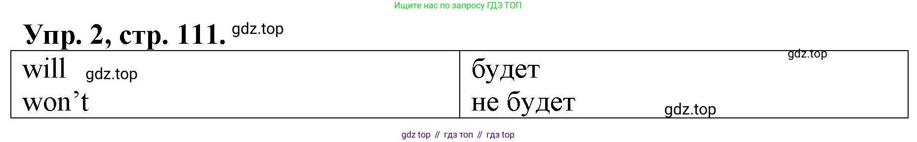 ГДЗ Английский язык (english), 4 класс рабочая тетрадь, авторы: Афанасьева Ольга Васильевна (Afanasyeva Olga), Михеева Ирина Владимировна (Mikheeva Irina), издательство Дрофа, Москва, 2013 - 2023, сиреневого цвета, страница 111, номер 2, Решение