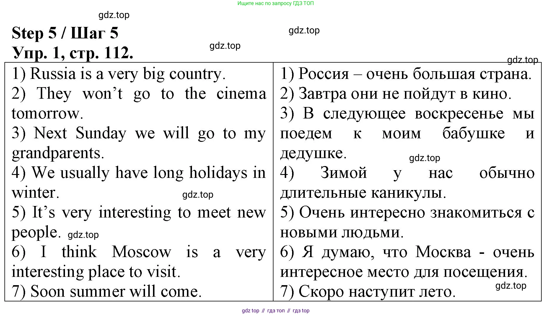 ГДЗ Английский язык (english), 4 класс рабочая тетрадь, авторы: Афанасьева Ольга Васильевна (Afanasyeva Olga), Михеева Ирина Владимировна (Mikheeva Irina), издательство Дрофа, Москва, 2013 - 2023, сиреневого цвета, страница 112, номер 1, Решение
