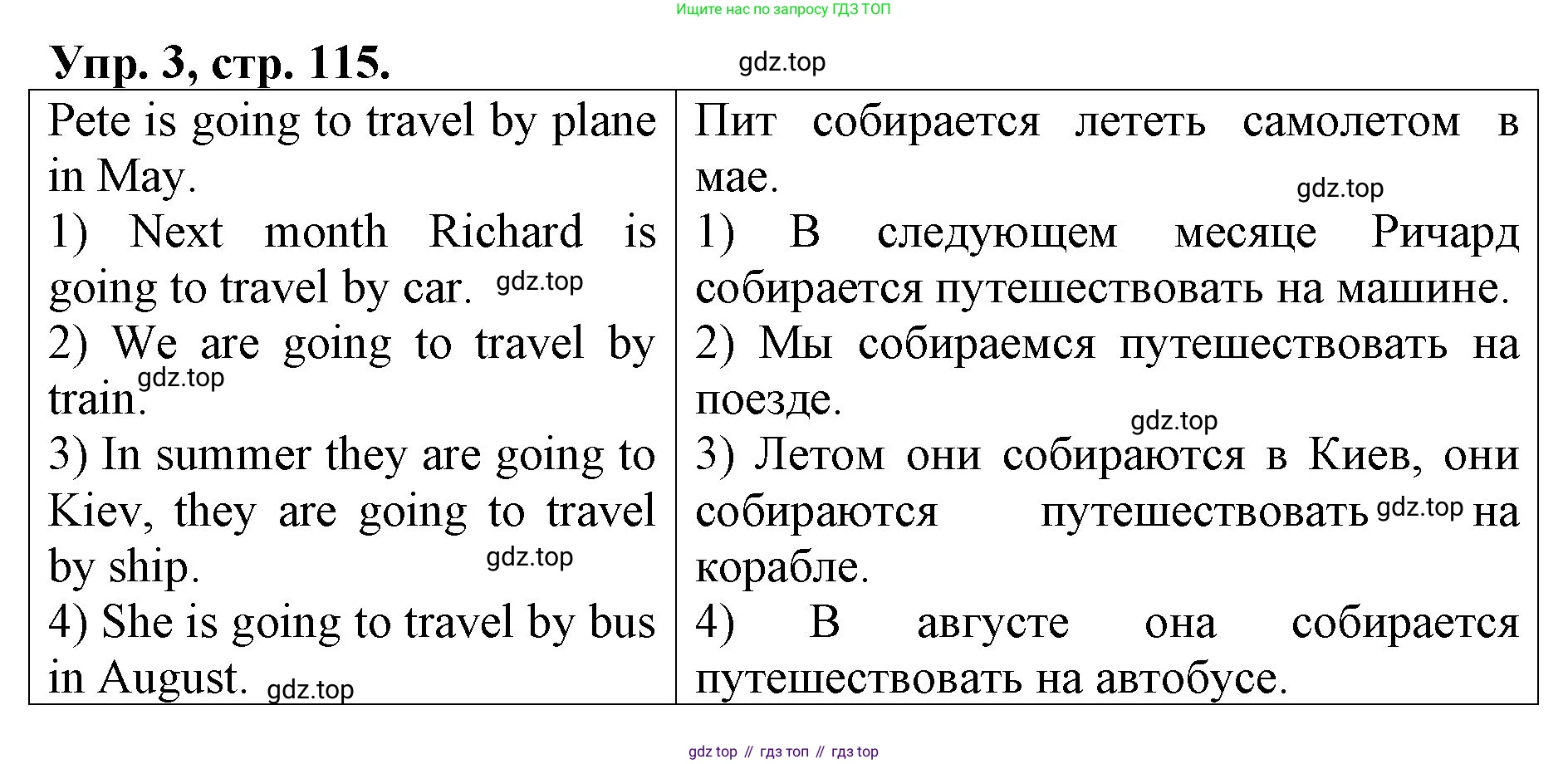 ГДЗ Английский язык (english), 4 класс рабочая тетрадь, авторы: Афанасьева Ольга Васильевна (Afanasyeva Olga), Михеева Ирина Владимировна (Mikheeva Irina), издательство Дрофа, Москва, 2013 - 2023, сиреневого цвета, страница 115, номер 3, Решение