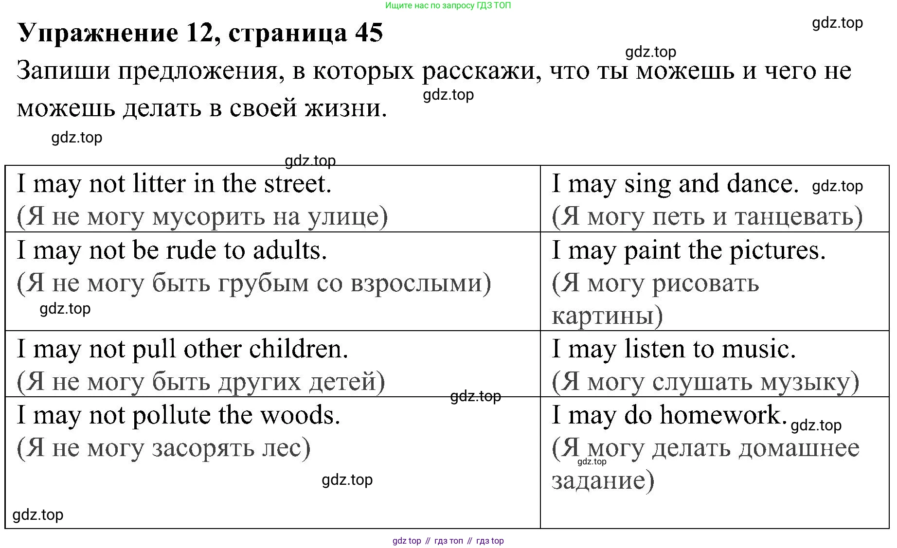 ГДЗ Английский язык (english), 4 класс Грамматический тренажёр, автор: Юшина Дарья Генадьевна, издательство Просвещение, Москва, 2019, красного цвета, страница 45, номер 12, Решение 2