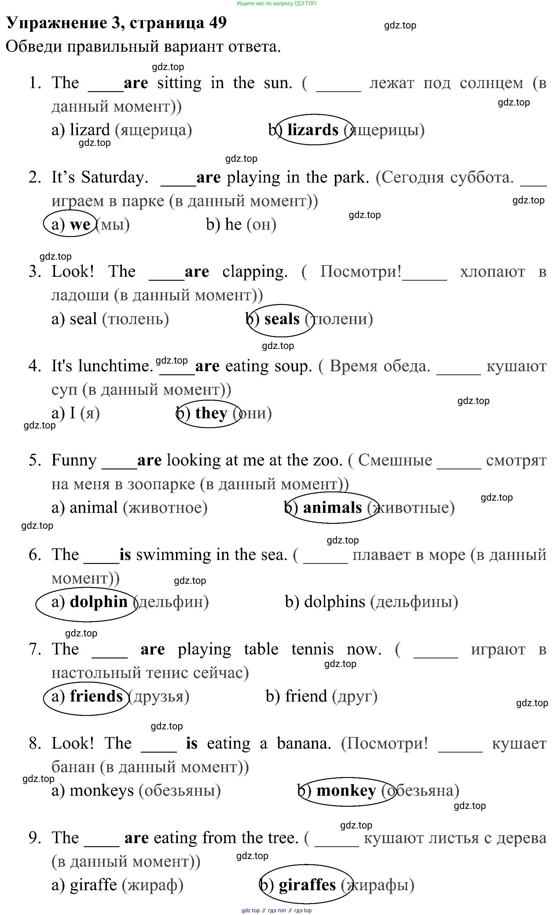 ГДЗ Английский язык (english), 4 класс Грамматический тренажёр, автор: Юшина Дарья Генадьевна, издательство Просвещение, Москва, 2019, красного цвета, страница 49, номер 3, Решение 2