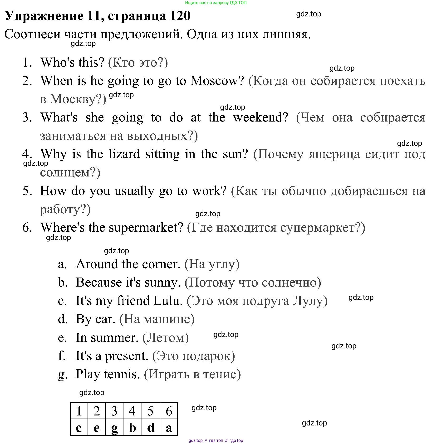 ГДЗ Английский язык (english), 4 класс Грамматический тренажёр, автор: Юшина Дарья Генадьевна, издательство Просвещение, Москва, 2019, красного цвета, страница 120, номер 11, Решение 2
