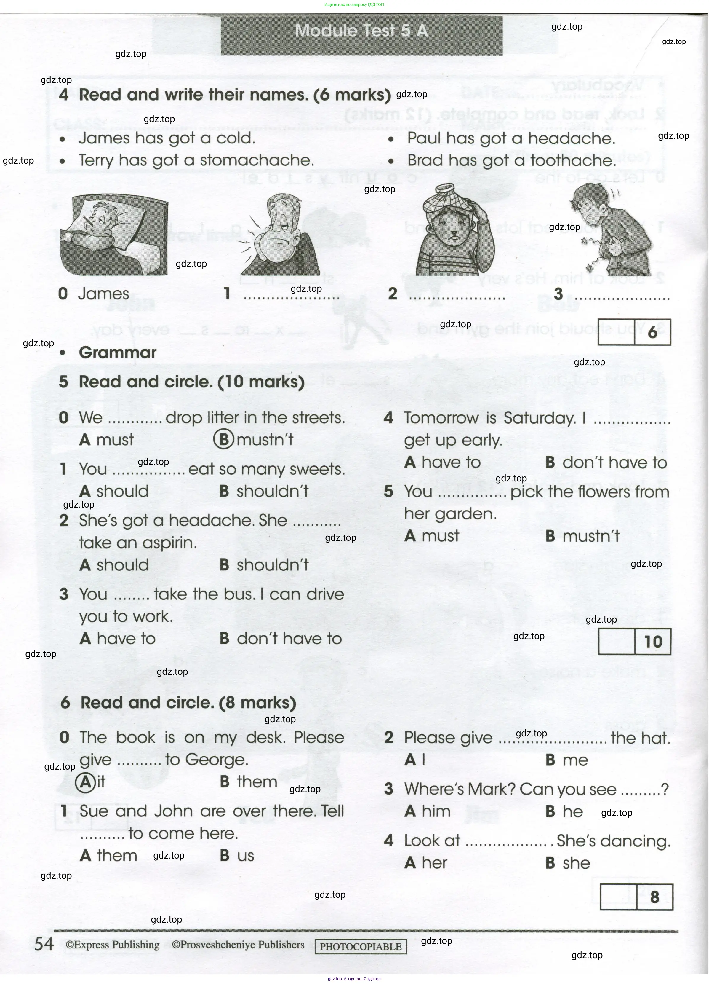 Английский язык (english), 4 класс контрольные задания (test booklet), авторы: Баранова Ксения Михайловна (Baranova Ksenia), Дули Дженни (Dooley Jenny), Копылова Виктория Викторовна (Kopylova Victoria), Мильруд Радислав Петрович (Millrood Radislav), Эванс Вирджиния (Evans Virginia), издательство Просвещение, Москва, 2023, серого цвета, страница 54