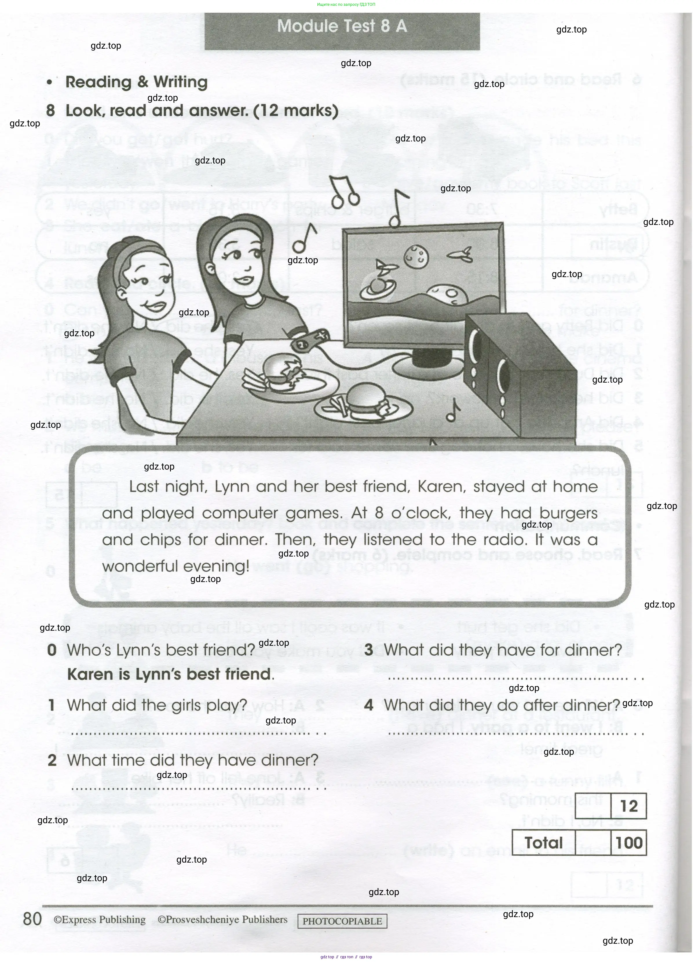 Английский язык (english), 4 класс контрольные задания (test booklet), авторы: Баранова Ксения Михайловна (Baranova Ksenia), Дули Дженни (Dooley Jenny), Копылова Виктория Викторовна (Kopylova Victoria), Мильруд Радислав Петрович (Millrood Radislav), Эванс Вирджиния (Evans Virginia), издательство Просвещение, Москва, 2023, серого цвета, страница 80