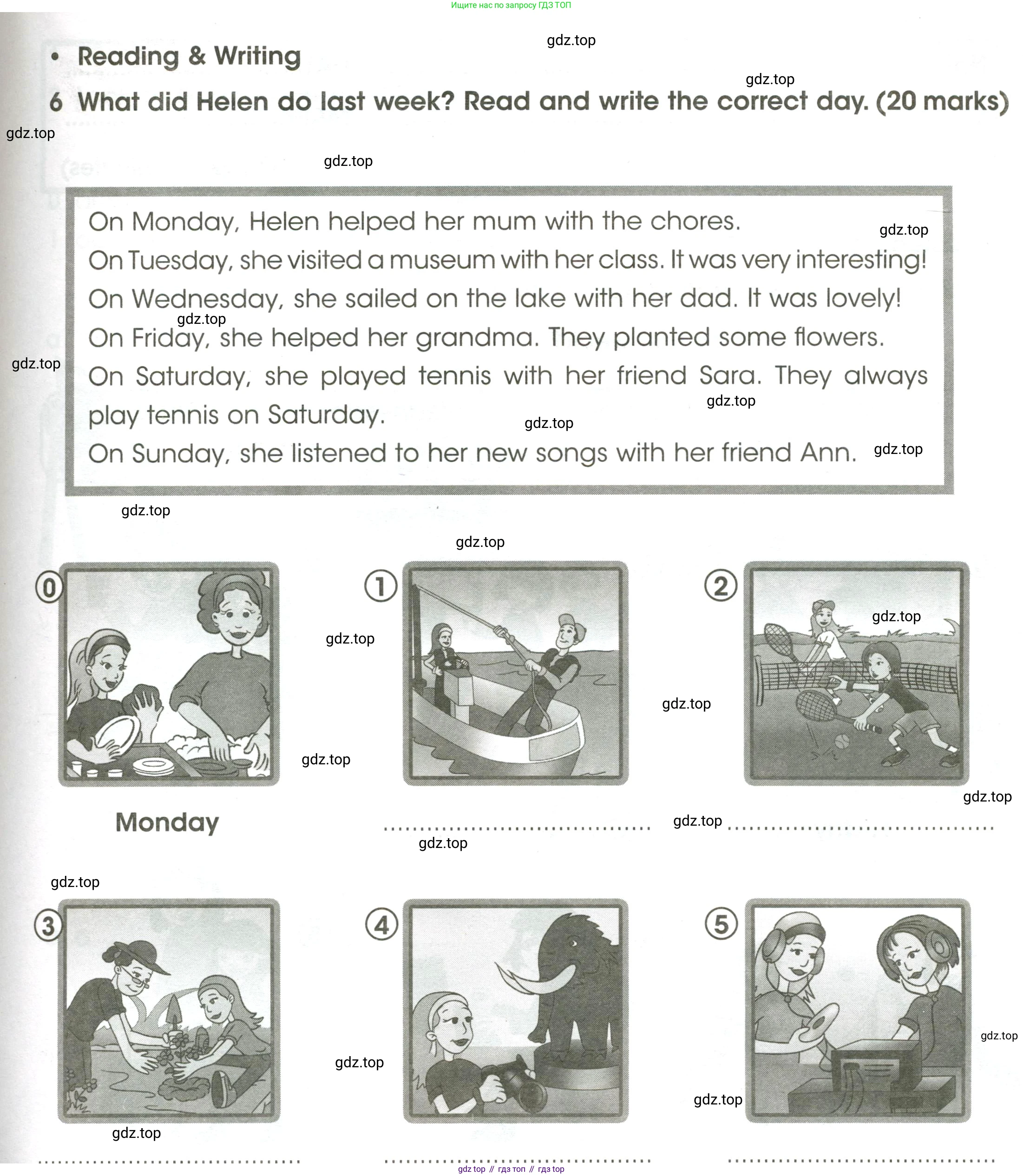 ГДЗ Английский язык (english), 4 класс контрольные задания (test booklet), авторы: Баранова Ксения Михайловна (Baranova Ksenia), Дули Дженни (Dooley Jenny), Копылова Виктория Викторовна (Kopylova Victoria), Мильруд Радислав Петрович (Millrood Radislav), Эванс Вирджиния (Evans Virginia), издательство Просвещение, Москва, 2023, серого цвета, страница 75, номер 6, Условие