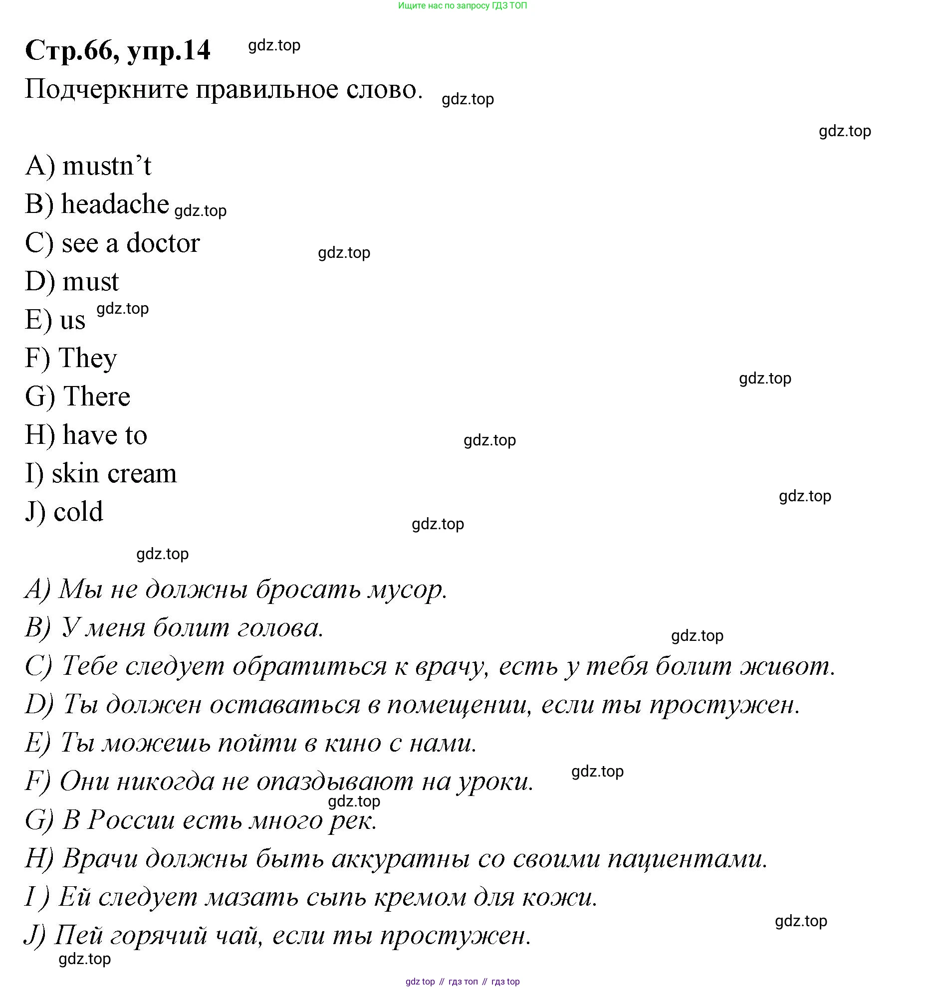 Английский язык (english), 4 класс Сборник упражнений, автор: Котова Марина Петровна, издательство Просвещение, Москва, 2023, белого цвета, страница 66, номер 14, Решение
