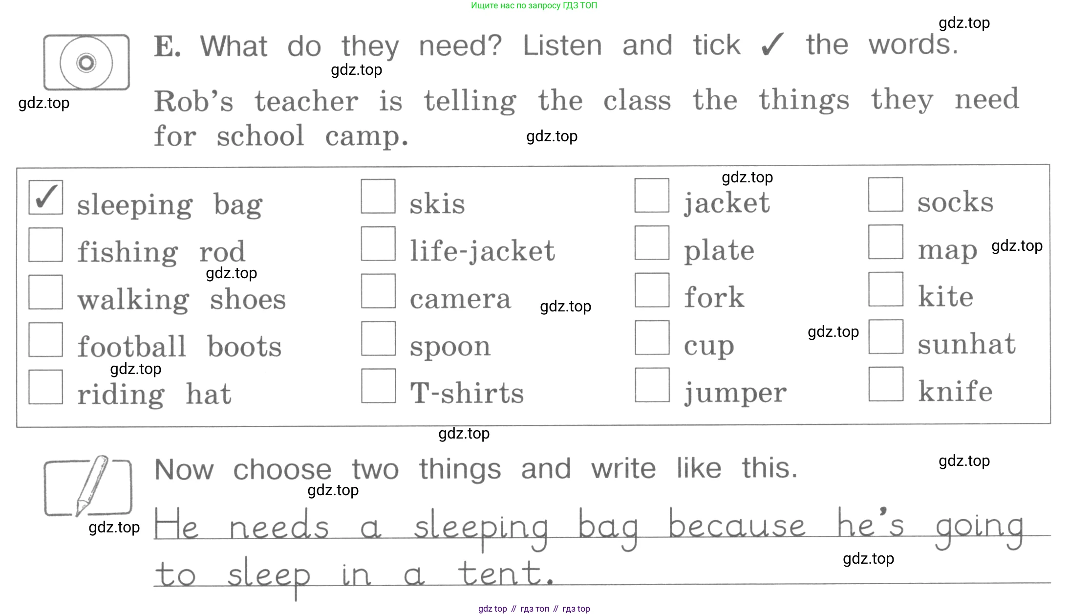 ГДЗ Английский язык (english), 4 класс рабочая тетрадь (activity book), авторы: Вербицкая Мария Валерьевна (Verbitskaya Maria), Эббс Брайен (Abbs Brian), Уорелл Энн (Worrall Anne), Уорд Энн (Ward Ann), издательство Вентана-граф, Москва, 2017, оранжевого цвета, страница 38, номер E, Условие