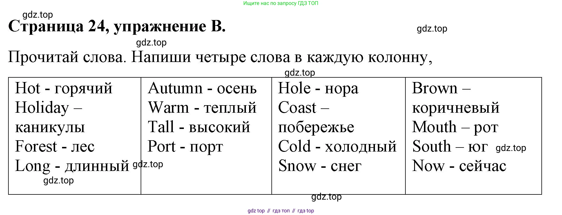 ГДЗ Английский язык (english), 4 класс рабочая тетрадь (activity book), авторы: Вербицкая Мария Валерьевна (Verbitskaya Maria), Эббс Брайен (Abbs Brian), Уорелл Энн (Worrall Anne), Уорд Энн (Ward Ann), издательство Вентана-граф, Москва, 2017, оранжевого цвета, страница 24, номер B, Решение