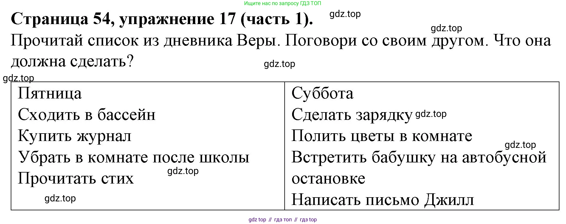 ГДЗ Английский язык (english), 4 класс Учебник (Student's book), авторы: Вербицкая Мария Валерьевна (Verbitskaya Maria), Эббс Брайен (Abbs Brian), Уорелл Энн (Worrall Anne), Уорд Энн (Ward Ann), издательство Вентана-граф, Москва, 2019, белого цвета, Часть ( Part) 1, страница 54, номер 17, Решение 2