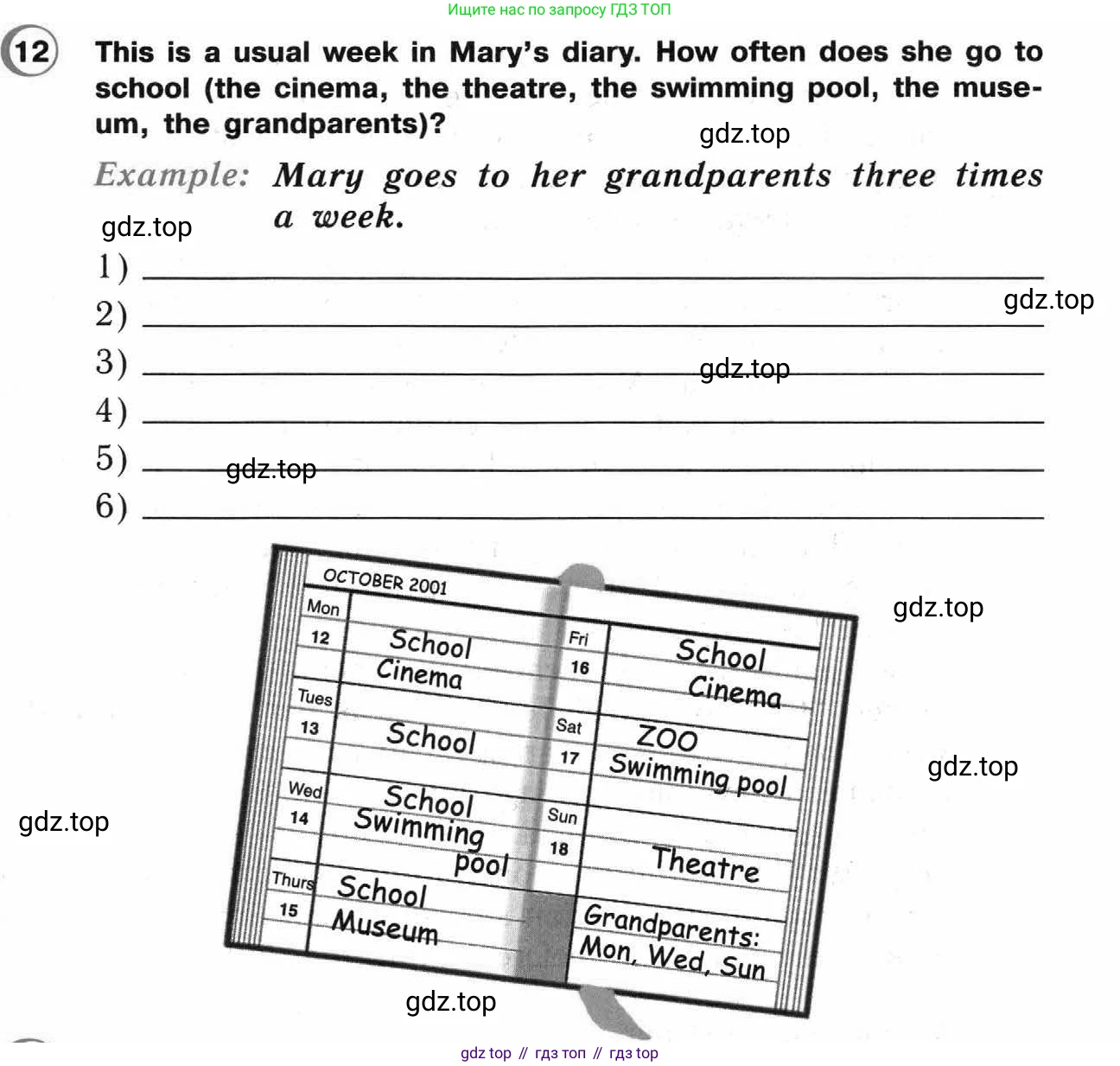 ГДЗ Английский язык (english), 4 класс Рабочая тетрадь (workbook), авторы: Верещагина Ирина Николаевна (Vereshchagina Irina), Афанасьева Ольга Васильевна (Afanasyeva Olga), издательство Просвещение, Москва, 2016, белого цвета, страница 19, номер 12, Условие