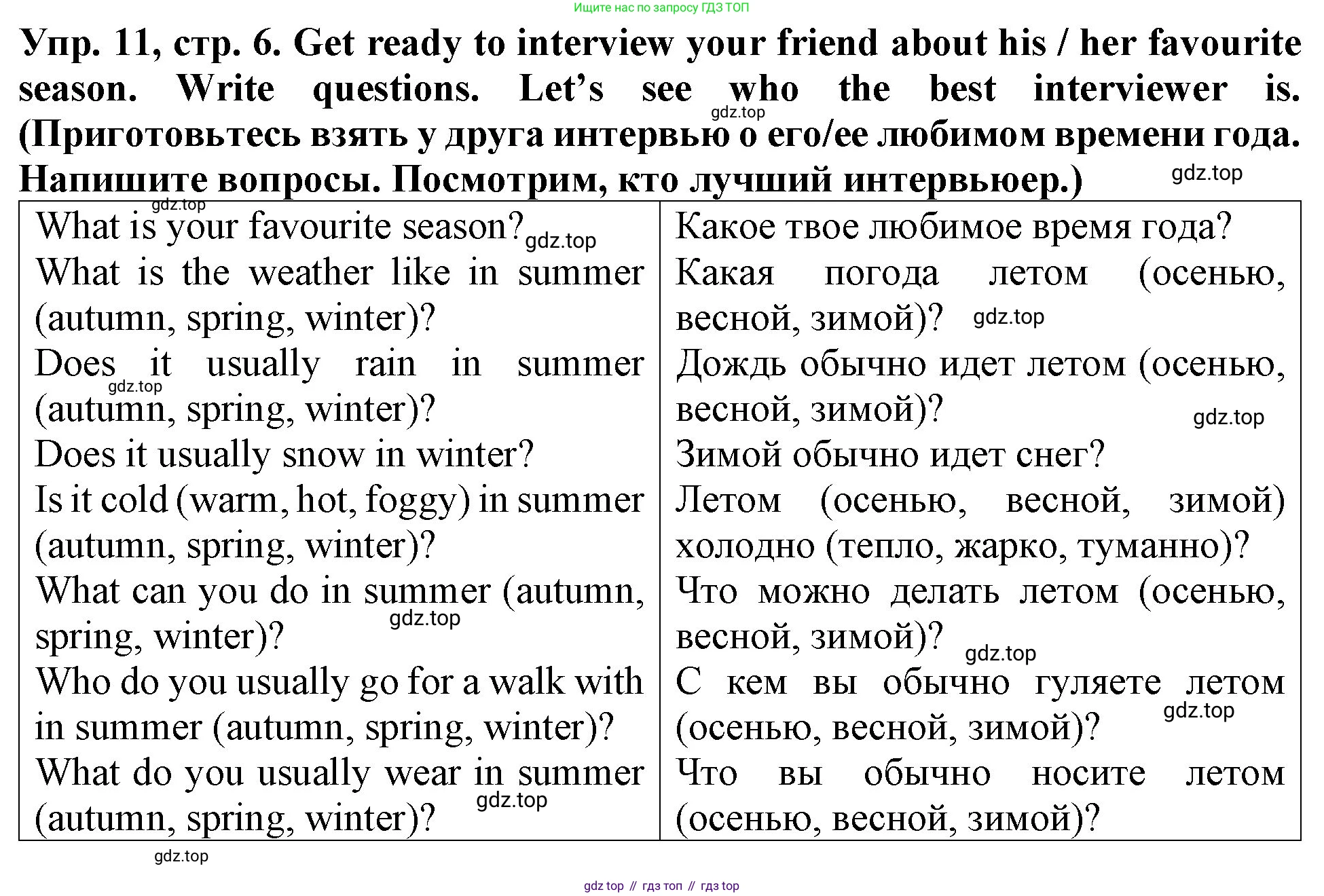 ГДЗ Английский язык (english), 4 класс Учебник (Student's book), авторы: Верещагина Ирина Николаевна (Vereshchagina Irina), Афанасьева Ольга Васильевна (Afanasyeva Olga), издательство Просвещение, Москва, 2023, серого цвета, Часть ( Part) 1, страница 6, номер 11, Решение 2