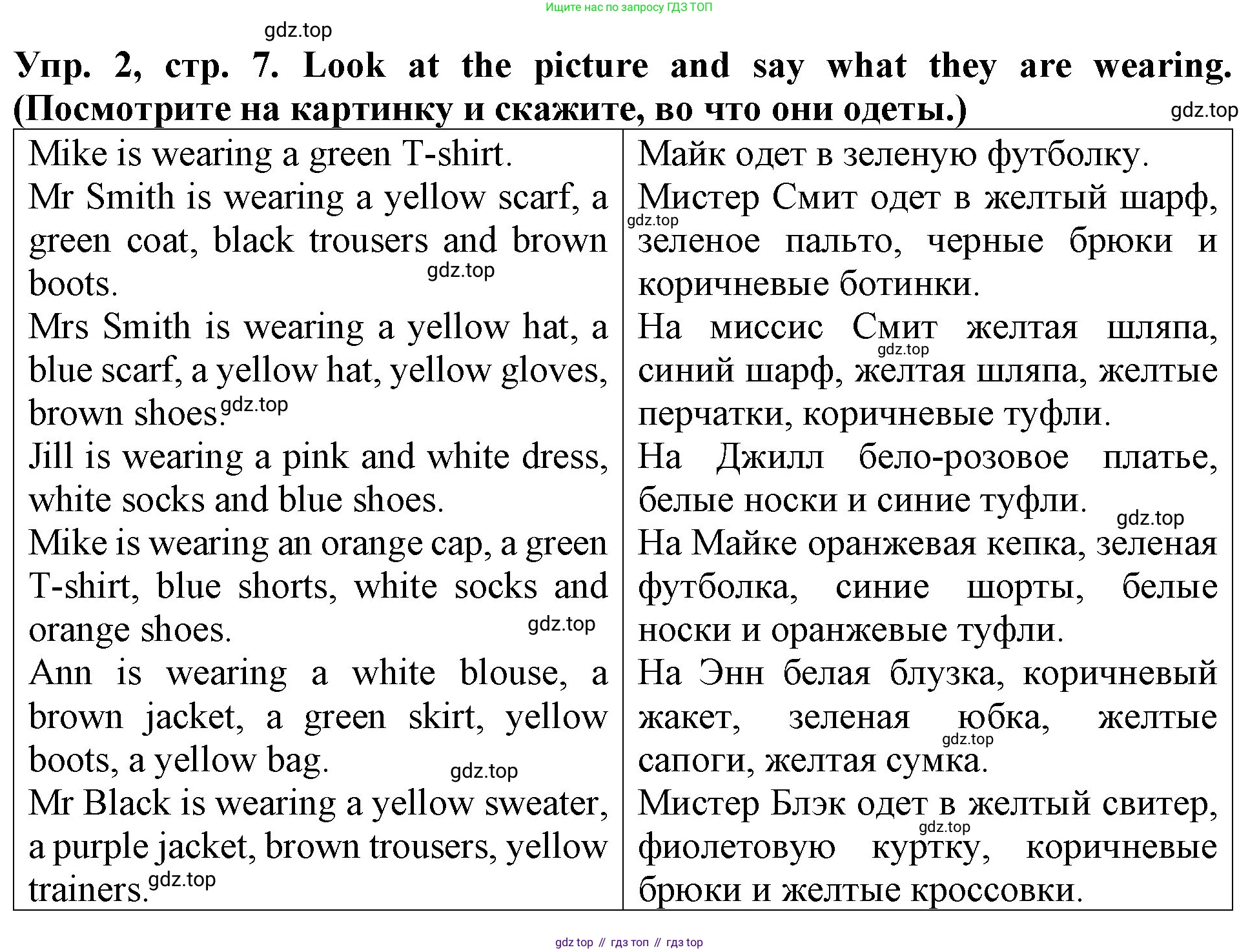 ГДЗ Английский язык (english), 4 класс Учебник (Student's book), авторы: Верещагина Ирина Николаевна (Vereshchagina Irina), Афанасьева Ольга Васильевна (Afanasyeva Olga), издательство Просвещение, Москва, 2023, серого цвета, Часть ( Part) 1, страница 7, номер 2, Решение 2