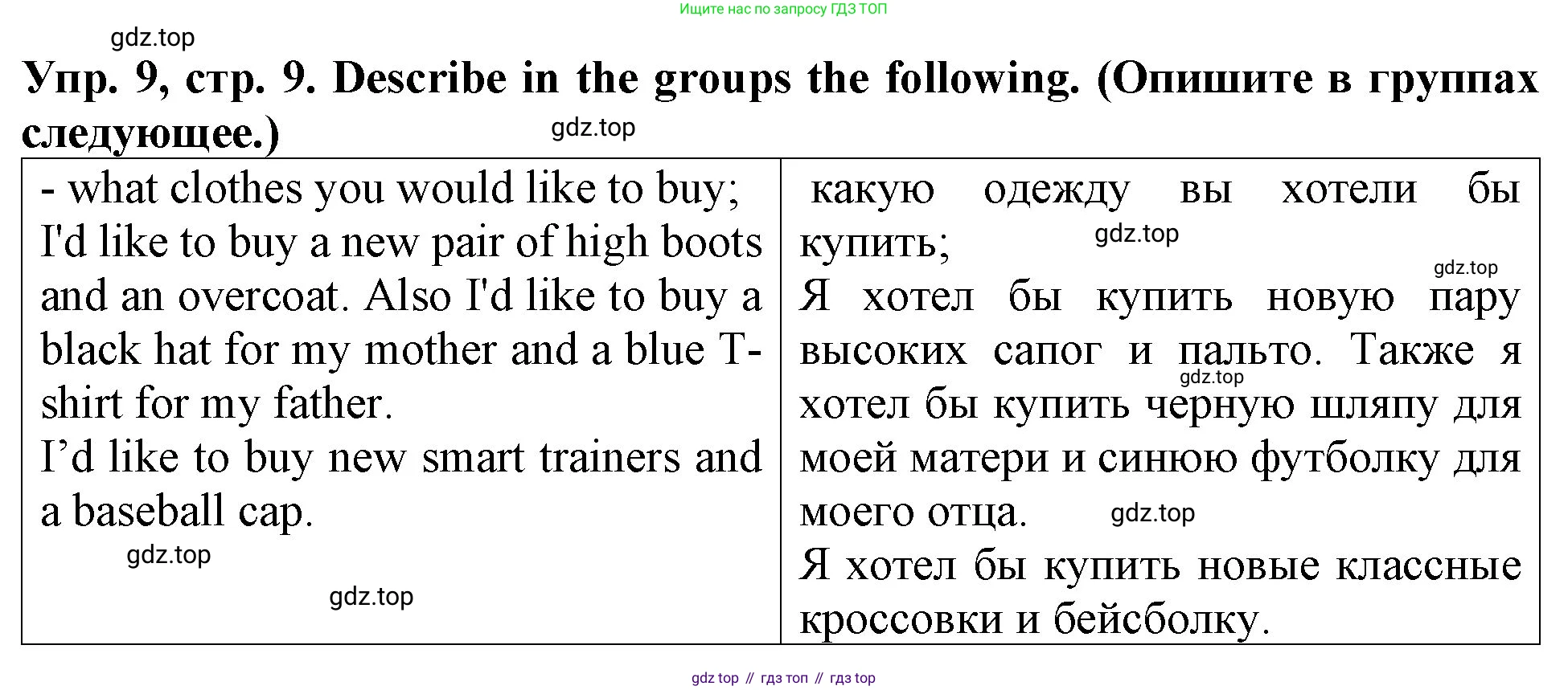 ГДЗ Английский язык (english), 4 класс Учебник (Student's book), авторы: Верещагина Ирина Николаевна (Vereshchagina Irina), Афанасьева Ольга Васильевна (Afanasyeva Olga), издательство Просвещение, Москва, 2023, серого цвета, Часть ( Part) 1, страница 9, номер 9, Решение 2