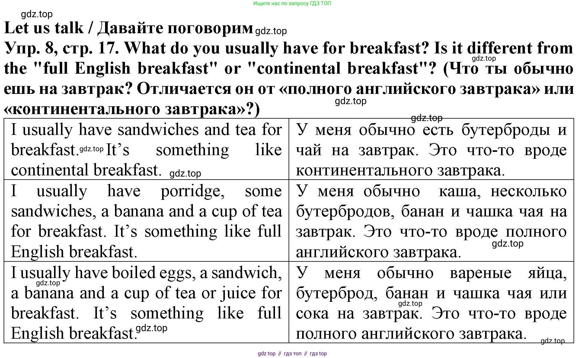 ГДЗ Английский язык (english), 4 класс Учебник (Student's book), авторы: Верещагина Ирина Николаевна (Vereshchagina Irina), Афанасьева Ольга Васильевна (Afanasyeva Olga), издательство Просвещение, Москва, 2023, серого цвета, Часть ( Part) 1, страница 17, номер 8, Решение 2