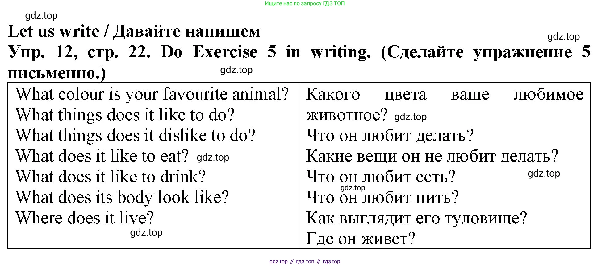 ГДЗ Английский язык (english), 4 класс Учебник (Student's book), авторы: Верещагина Ирина Николаевна (Vereshchagina Irina), Афанасьева Ольга Васильевна (Afanasyeva Olga), издательство Просвещение, Москва, 2023, серого цвета, Часть ( Part) 1, страница 22, номер 12, Решение 2