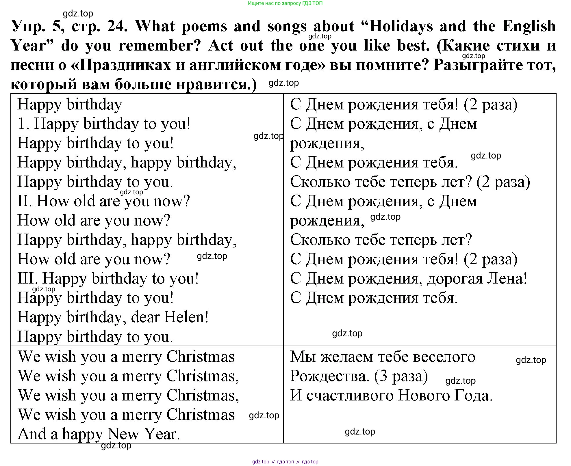 ГДЗ Английский язык (english), 4 класс Учебник (Student's book), авторы: Верещагина Ирина Николаевна (Vereshchagina Irina), Афанасьева Ольга Васильевна (Afanasyeva Olga), издательство Просвещение, Москва, 2023, серого цвета, Часть ( Part) 1, страница 24, номер 5, Решение 2