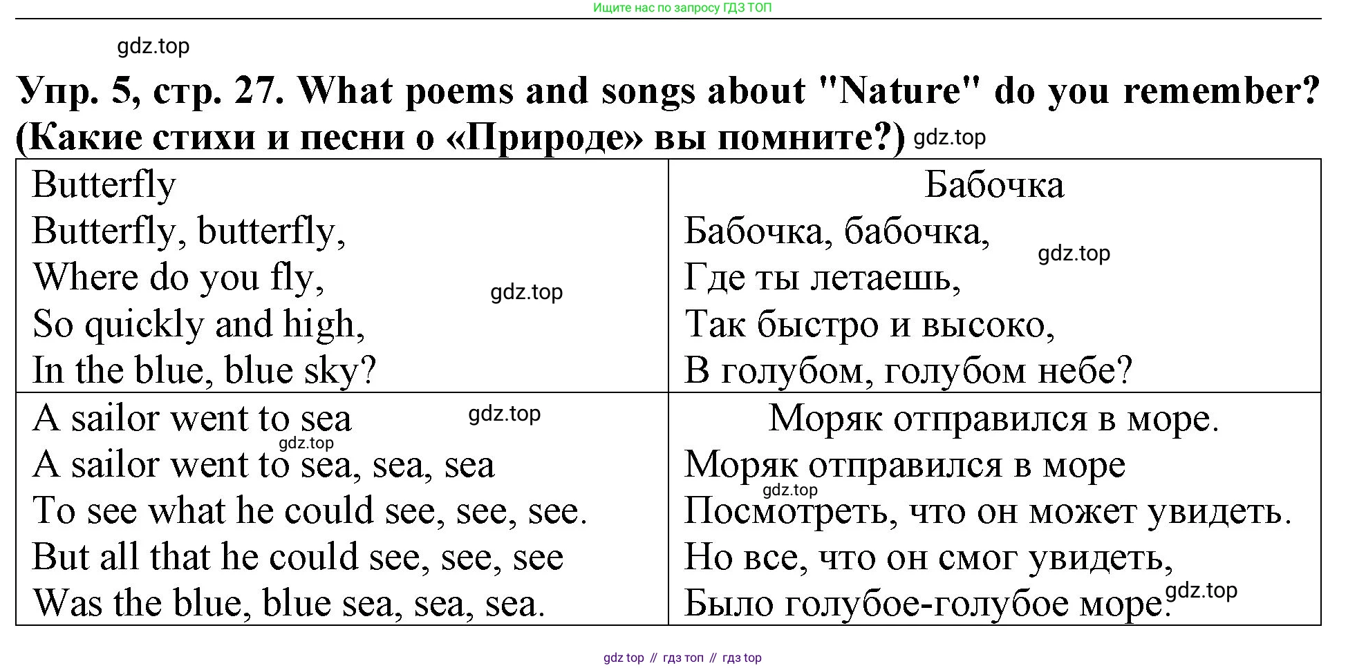 ГДЗ Английский язык (english), 4 класс Учебник (Student's book), авторы: Верещагина Ирина Николаевна (Vereshchagina Irina), Афанасьева Ольга Васильевна (Afanasyeva Olga), издательство Просвещение, Москва, 2023, серого цвета, Часть ( Part) 1, страница 27, номер 5, Решение 2