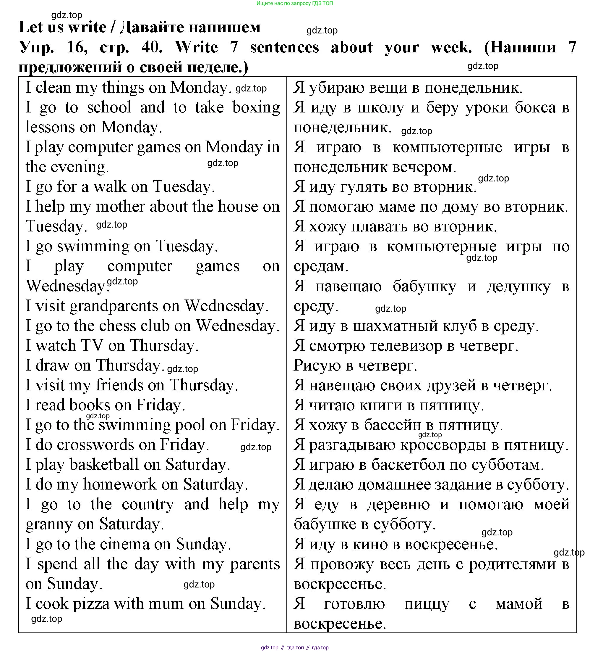 ГДЗ Английский язык (english), 4 класс Учебник (Student's book), авторы: Верещагина Ирина Николаевна (Vereshchagina Irina), Афанасьева Ольга Васильевна (Afanasyeva Olga), издательство Просвещение, Москва, 2023, серого цвета, Часть ( Part) 1, страница 40, номер 16, Решение 2
