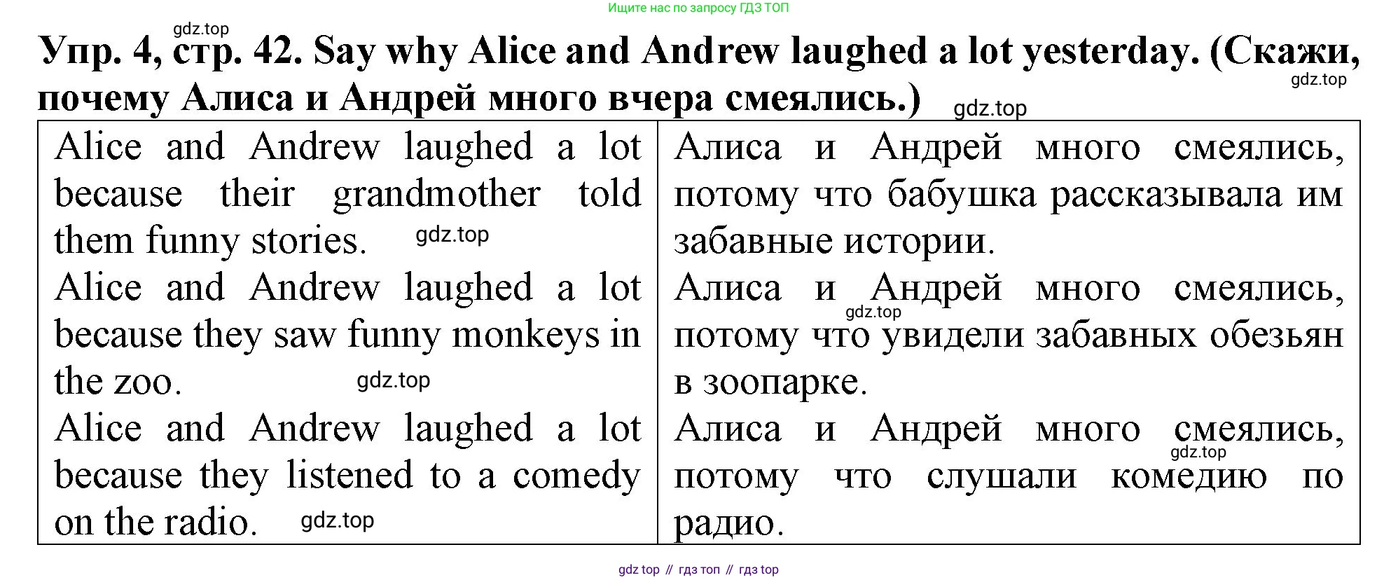 ГДЗ Английский язык (english), 4 класс Учебник (Student's book), авторы: Верещагина Ирина Николаевна (Vereshchagina Irina), Афанасьева Ольга Васильевна (Afanasyeva Olga), издательство Просвещение, Москва, 2023, серого цвета, Часть ( Part) 1, страница 42, номер 4, Решение 2