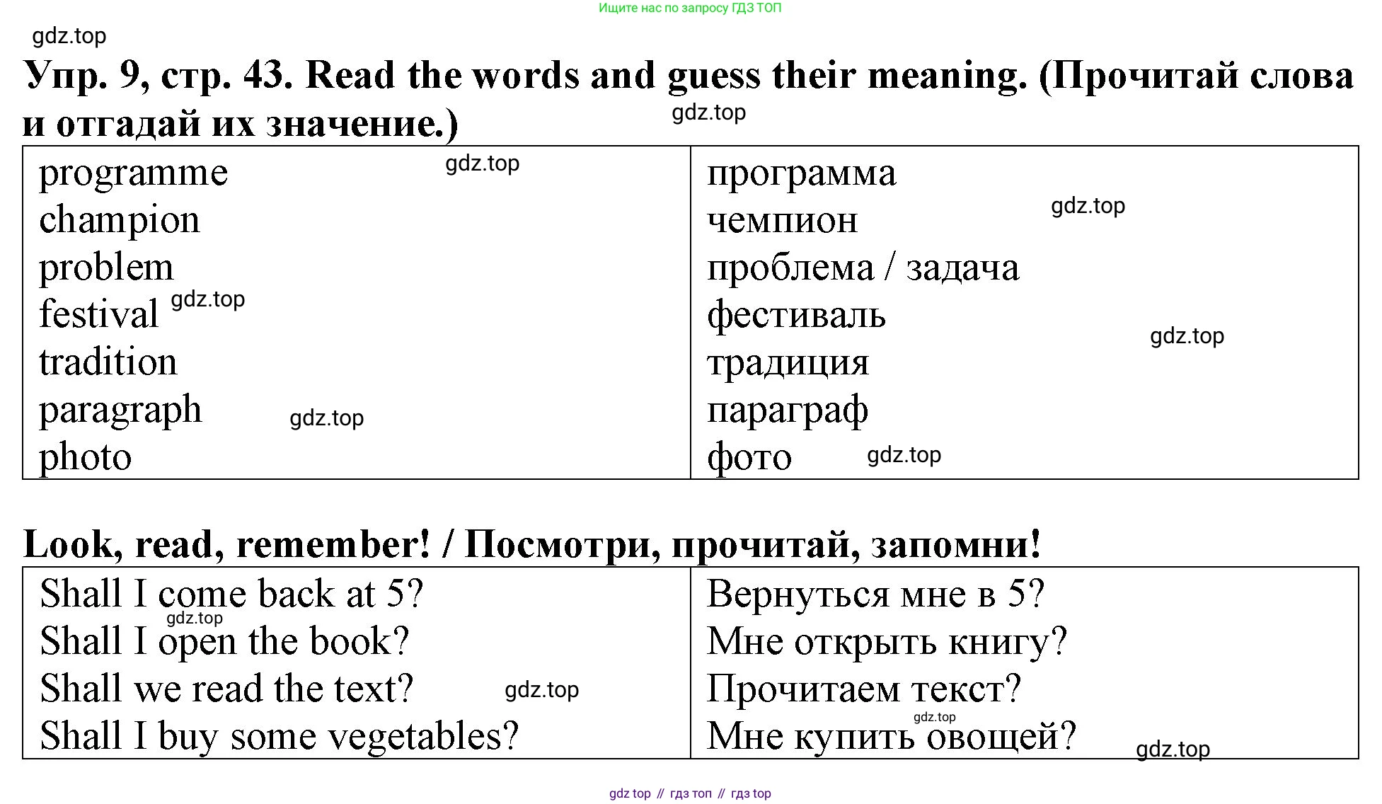 ГДЗ Английский язык (english), 4 класс Учебник (Student's book), авторы: Верещагина Ирина Николаевна (Vereshchagina Irina), Афанасьева Ольга Васильевна (Afanasyeva Olga), издательство Просвещение, Москва, 2023, серого цвета, Часть ( Part) 1, страница 43, номер 9, Решение 2