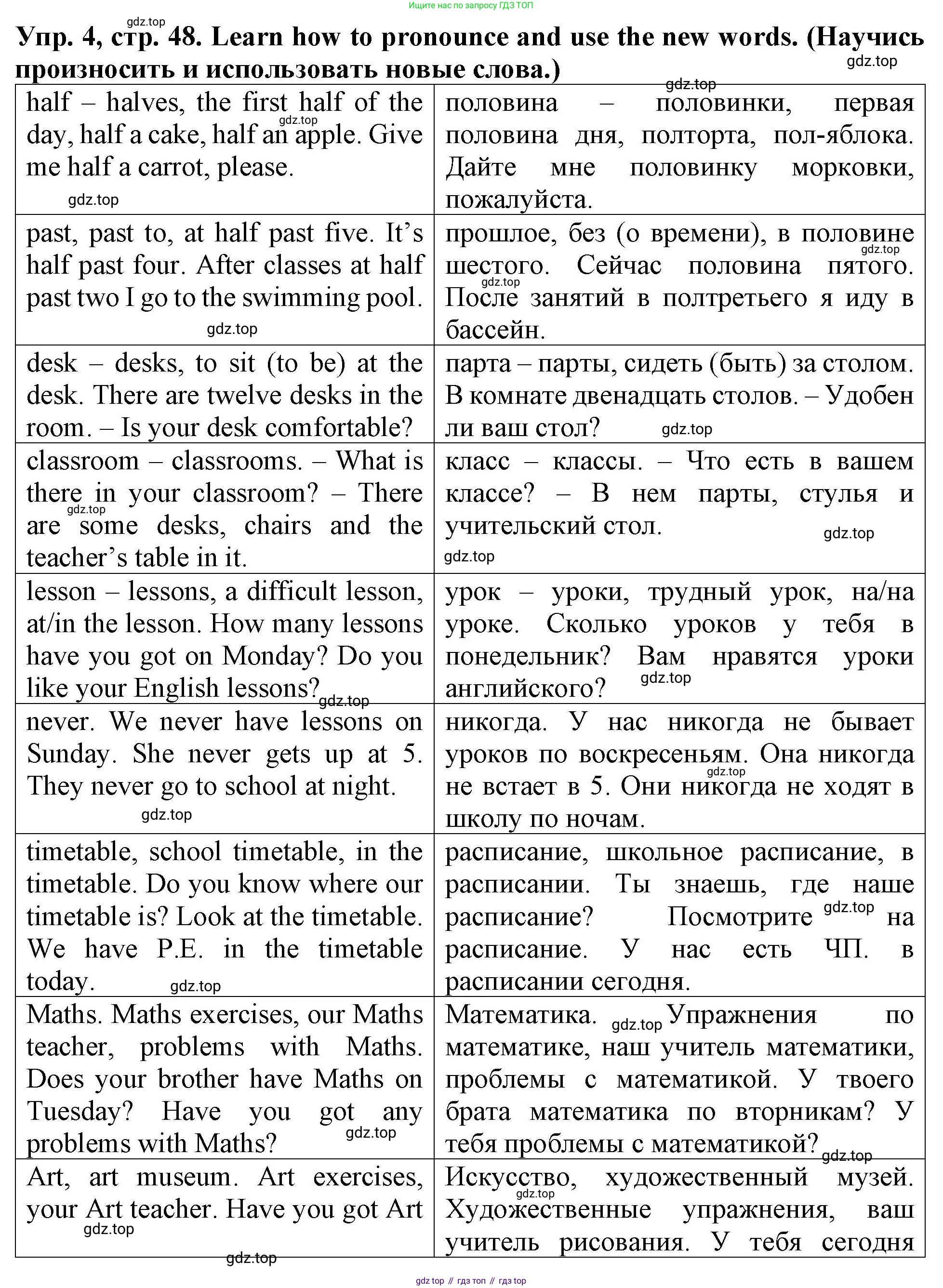 ГДЗ Английский язык (english), 4 класс Учебник (Student's book), авторы: Верещагина Ирина Николаевна (Vereshchagina Irina), Афанасьева Ольга Васильевна (Afanasyeva Olga), издательство Просвещение, Москва, 2023, серого цвета, Часть ( Part) 1, страница 48, номер 4, Решение 2