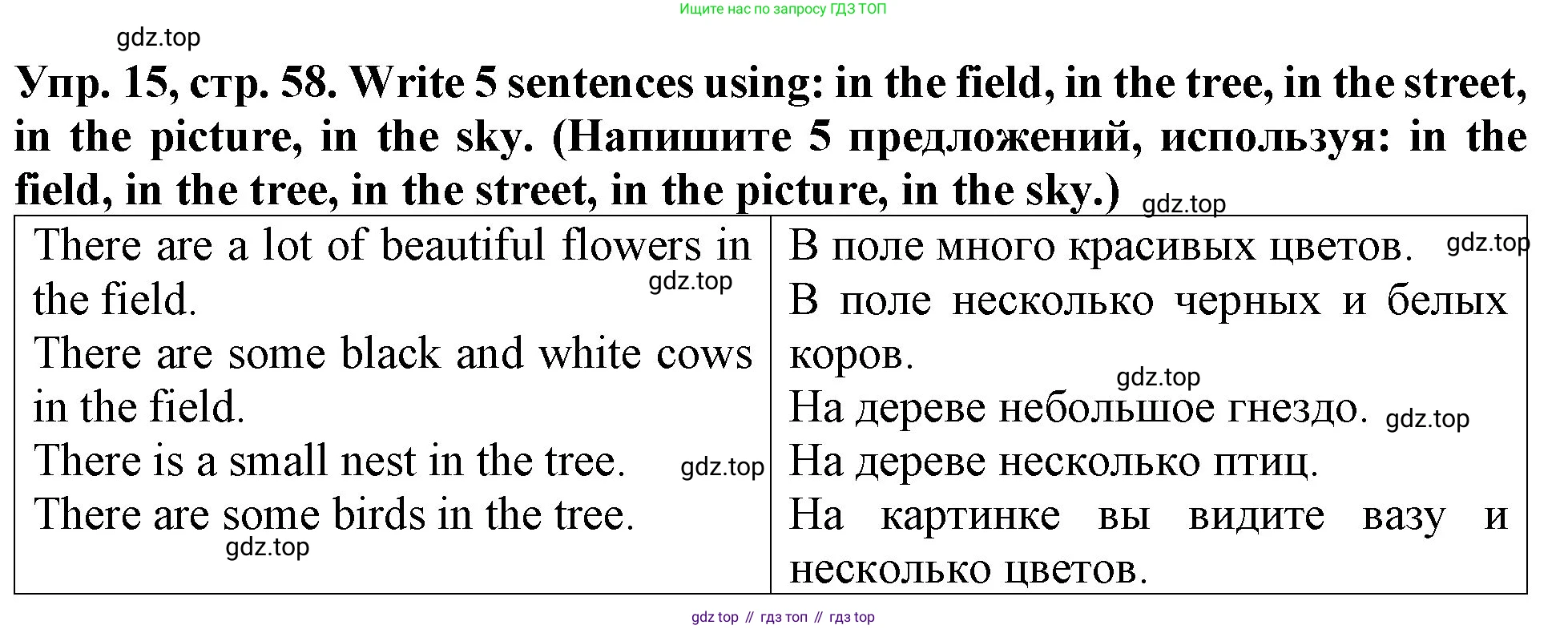 ГДЗ Английский язык (english), 4 класс Учебник (Student's book), авторы: Верещагина Ирина Николаевна (Vereshchagina Irina), Афанасьева Ольга Васильевна (Afanasyeva Olga), издательство Просвещение, Москва, 2023, серого цвета, Часть ( Part) 1, страница 58, номер 15, Решение 2