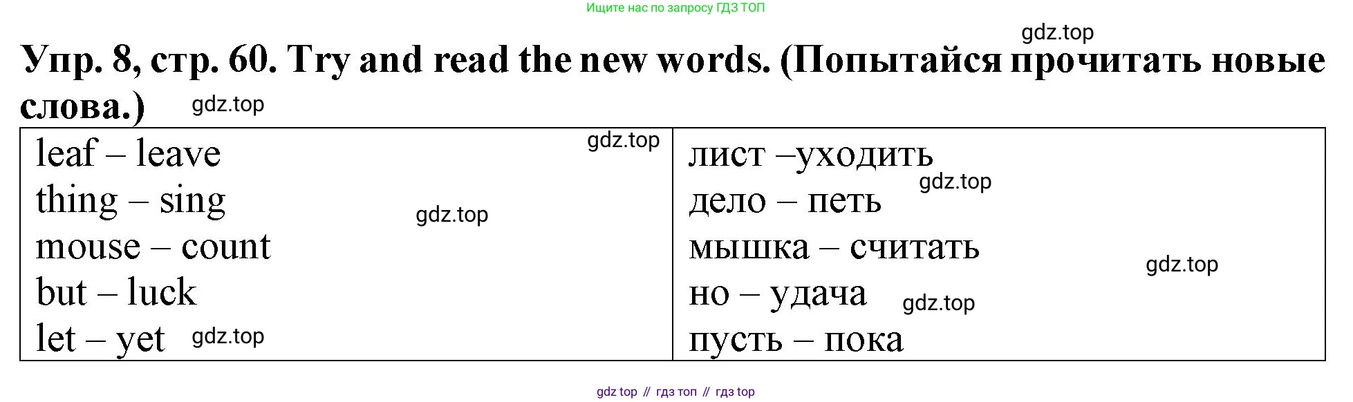 ГДЗ Английский язык (english), 4 класс Учебник (Student's book), авторы: Верещагина Ирина Николаевна (Vereshchagina Irina), Афанасьева Ольга Васильевна (Afanasyeva Olga), издательство Просвещение, Москва, 2023, серого цвета, Часть ( Part) 1, страница 60, номер 8, Решение 2