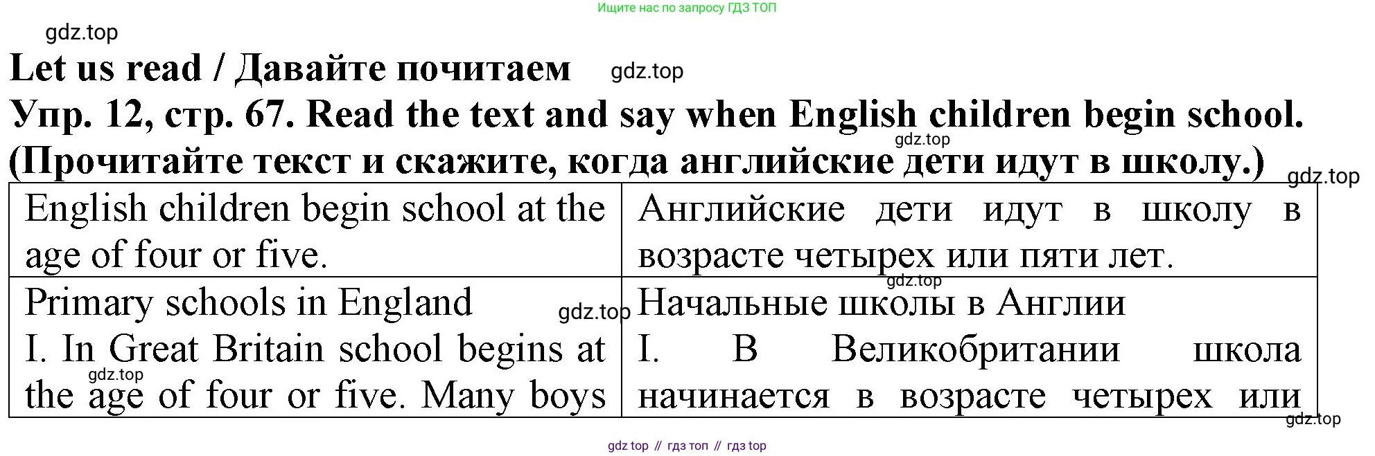 ГДЗ Английский язык (english), 4 класс Учебник (Student's book), авторы: Верещагина Ирина Николаевна (Vereshchagina Irina), Афанасьева Ольга Васильевна (Afanasyeva Olga), издательство Просвещение, Москва, 2023, серого цвета, Часть ( Part) 1, страница 67, номер 12, Решение 2