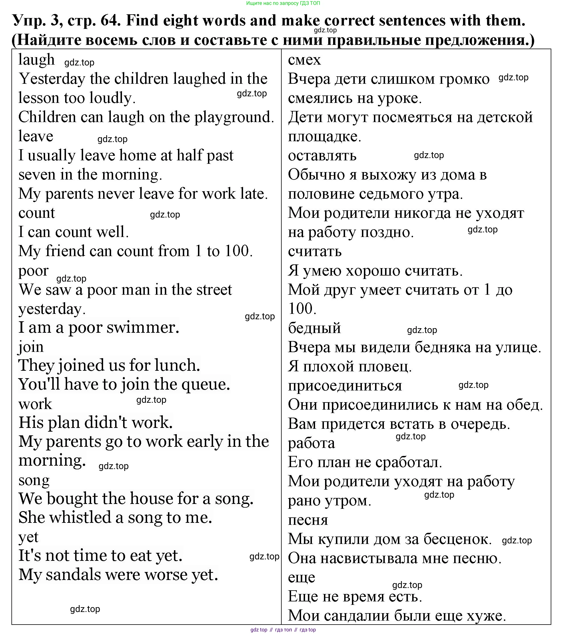 ГДЗ Английский язык (english), 4 класс Учебник (Student's book), авторы: Верещагина Ирина Николаевна (Vereshchagina Irina), Афанасьева Ольга Васильевна (Afanasyeva Olga), издательство Просвещение, Москва, 2023, серого цвета, Часть ( Part) 1, страница 64, номер 3, Решение 2