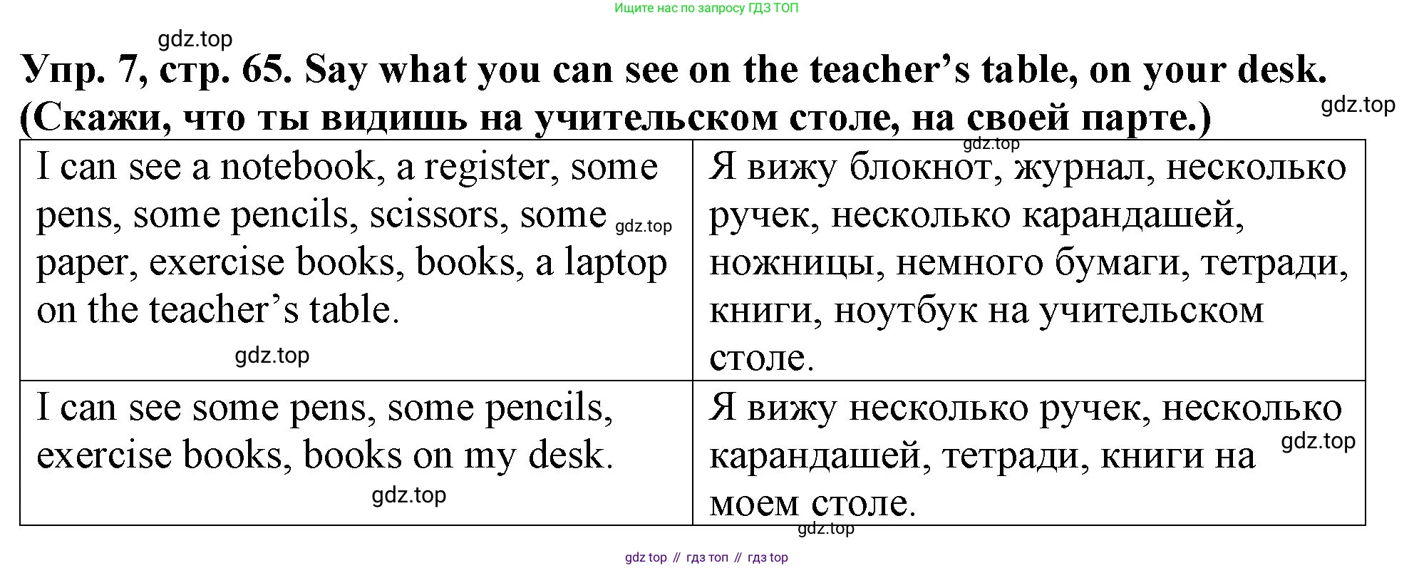 ГДЗ Английский язык (english), 4 класс Учебник (Student's book), авторы: Верещагина Ирина Николаевна (Vereshchagina Irina), Афанасьева Ольга Васильевна (Afanasyeva Olga), издательство Просвещение, Москва, 2023, серого цвета, Часть ( Part) 1, страница 65, номер 7, Решение 2