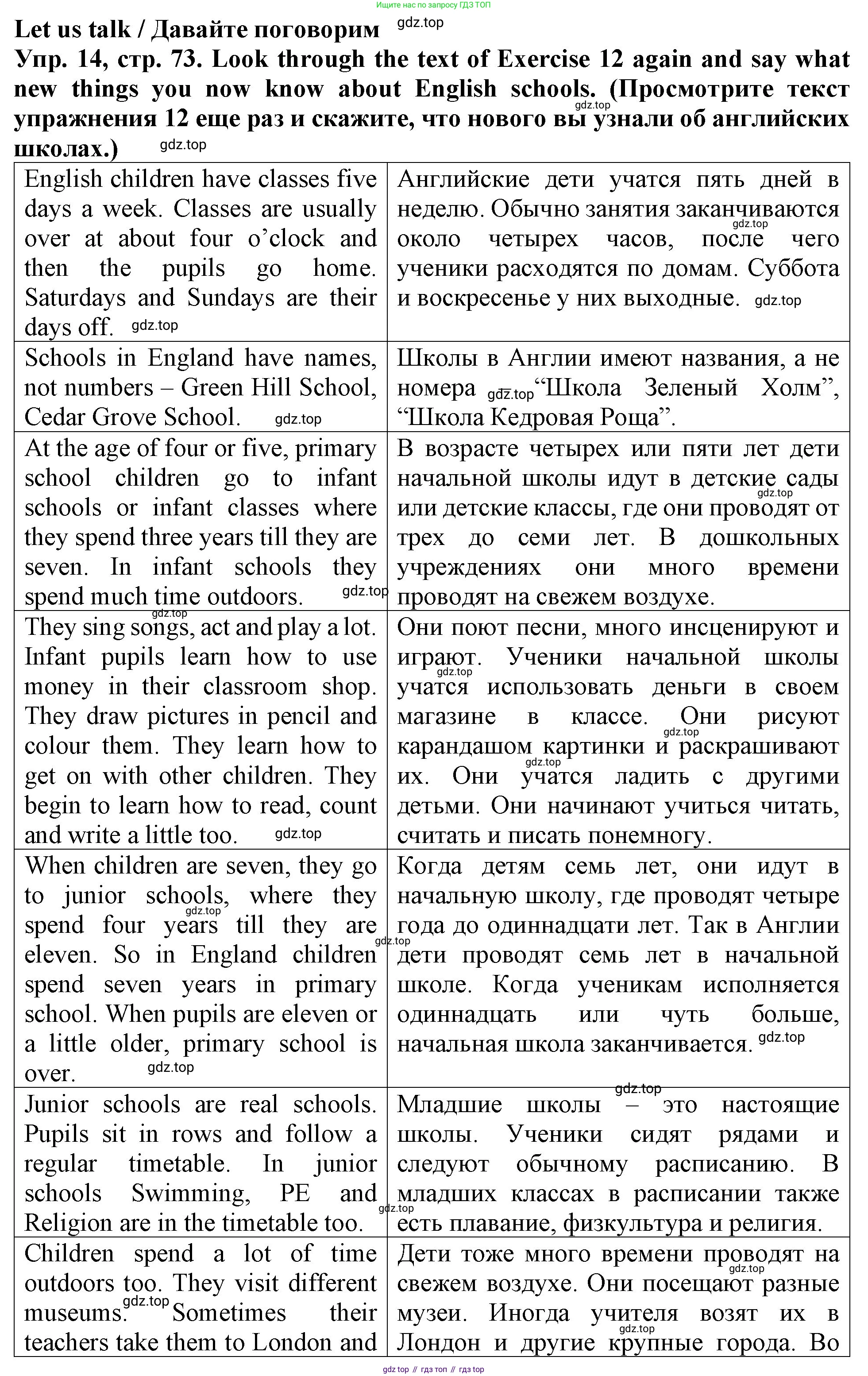 ГДЗ Английский язык (english), 4 класс Учебник (Student's book), авторы: Верещагина Ирина Николаевна (Vereshchagina Irina), Афанасьева Ольга Васильевна (Afanasyeva Olga), издательство Просвещение, Москва, 2023, серого цвета, Часть ( Part) 1, страница 73, номер 14, Решение 2