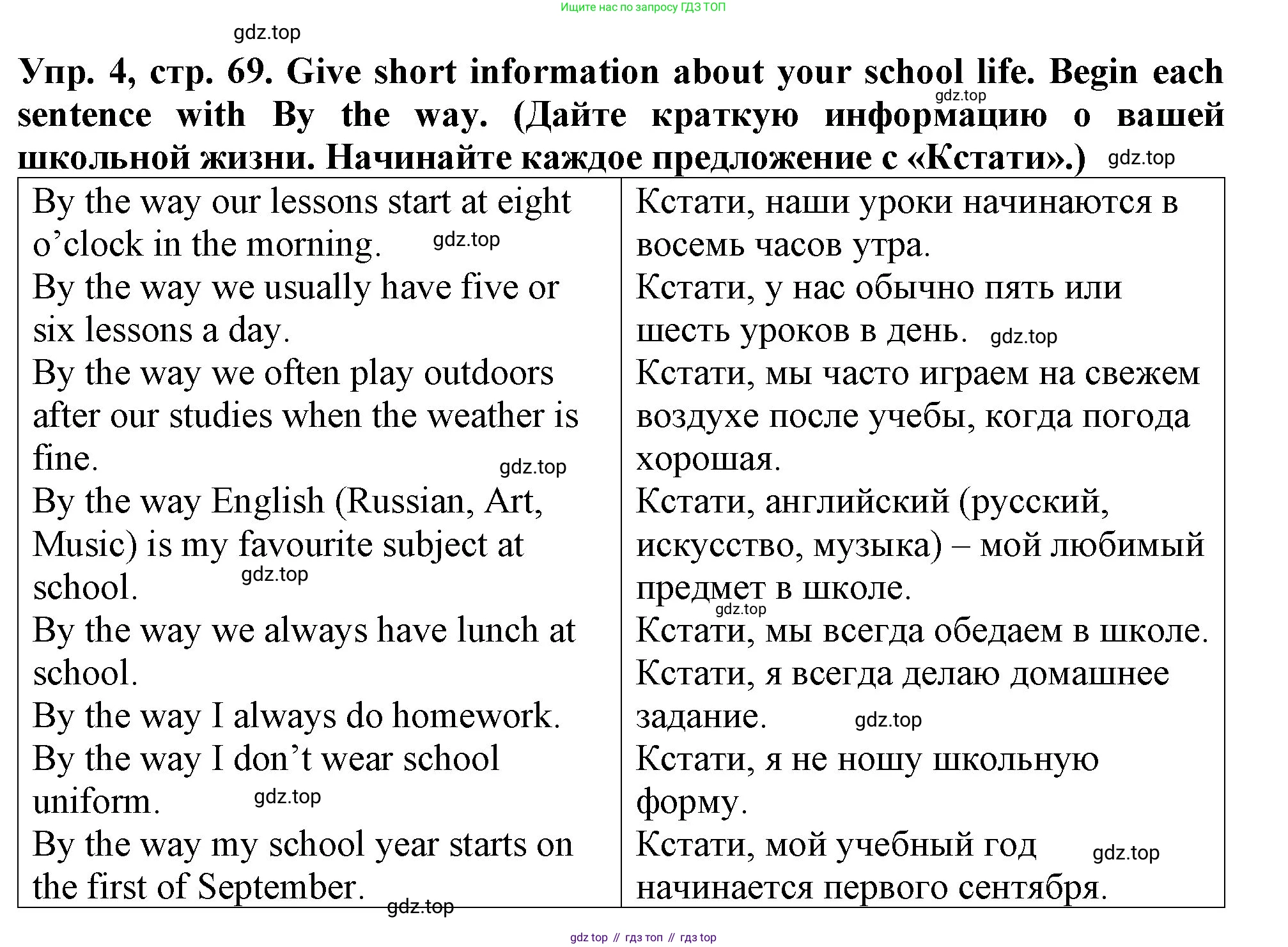 ГДЗ Английский язык (english), 4 класс Учебник (Student's book), авторы: Верещагина Ирина Николаевна (Vereshchagina Irina), Афанасьева Ольга Васильевна (Afanasyeva Olga), издательство Просвещение, Москва, 2023, серого цвета, Часть ( Part) 1, страница 69, номер 4, Решение 2
