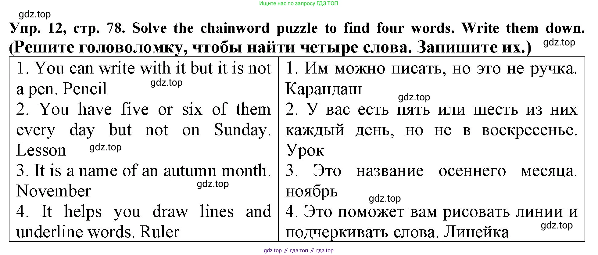ГДЗ Английский язык (english), 4 класс Учебник (Student's book), авторы: Верещагина Ирина Николаевна (Vereshchagina Irina), Афанасьева Ольга Васильевна (Afanasyeva Olga), издательство Просвещение, Москва, 2023, серого цвета, Часть ( Part) 1, страница 78, номер 12, Решение 2