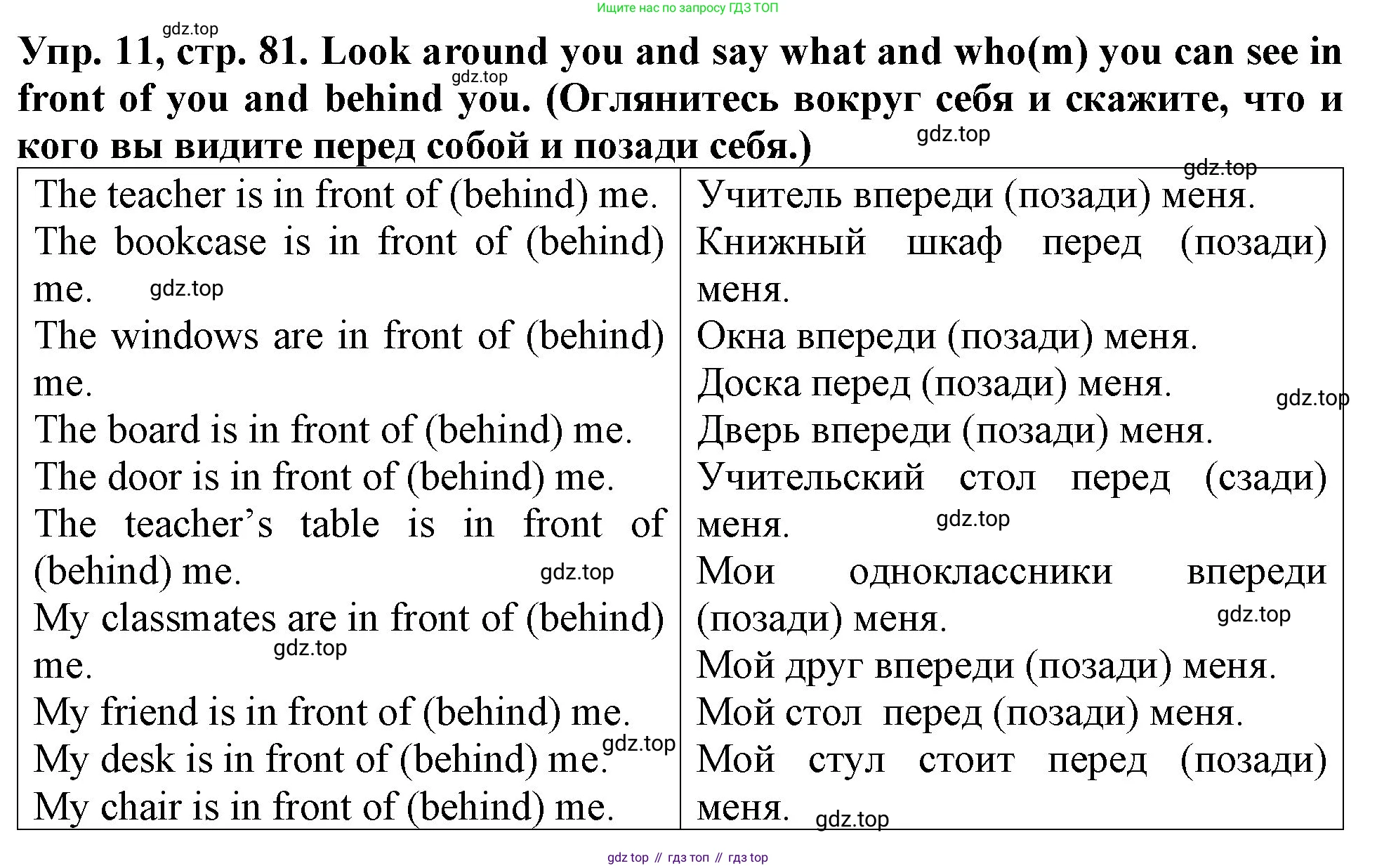 ГДЗ Английский язык (english), 4 класс Учебник (Student's book), авторы: Верещагина Ирина Николаевна (Vereshchagina Irina), Афанасьева Ольга Васильевна (Afanasyeva Olga), издательство Просвещение, Москва, 2023, серого цвета, Часть ( Part) 1, страница 81, номер 11, Решение 2