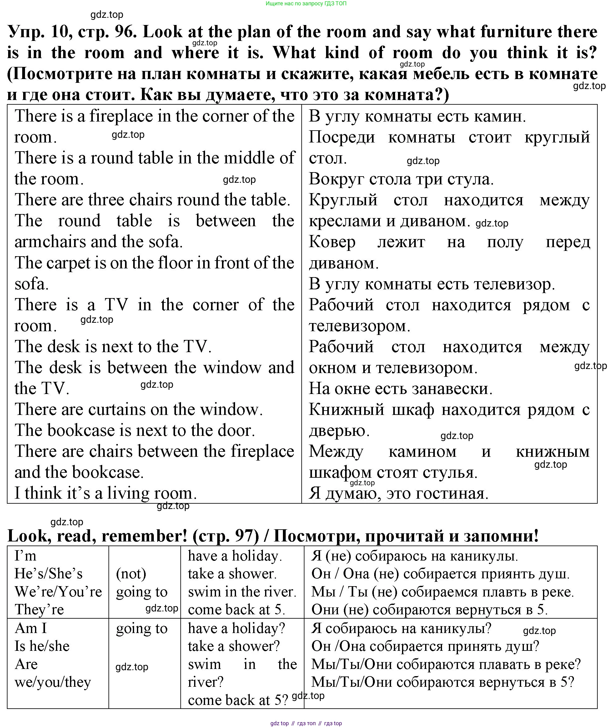 ГДЗ Английский язык (english), 4 класс Учебник (Student's book), авторы: Верещагина Ирина Николаевна (Vereshchagina Irina), Афанасьева Ольга Васильевна (Afanasyeva Olga), издательство Просвещение, Москва, 2023, серого цвета, Часть ( Part) 1, страница 96, номер 10, Решение 2