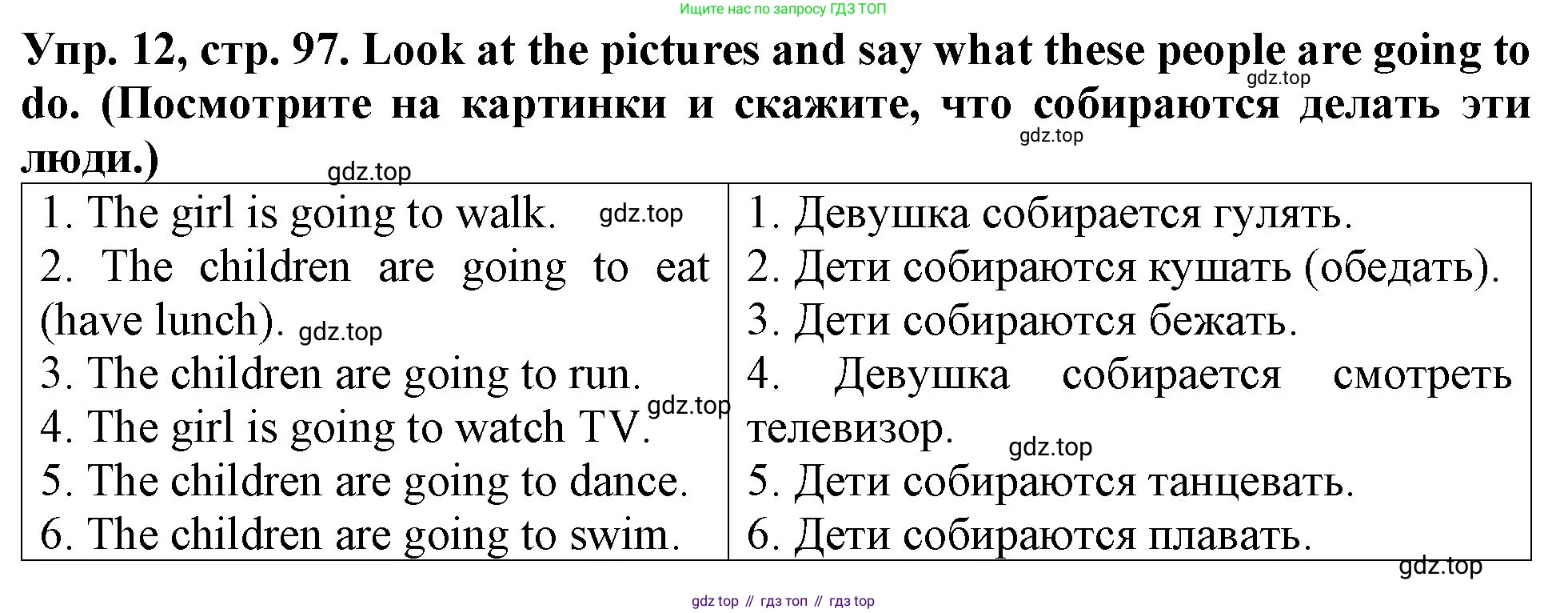 ГДЗ Английский язык (english), 4 класс Учебник (Student's book), авторы: Верещагина Ирина Николаевна (Vereshchagina Irina), Афанасьева Ольга Васильевна (Afanasyeva Olga), издательство Просвещение, Москва, 2023, серого цвета, Часть ( Part) 1, страница 97, номер 12, Решение 2