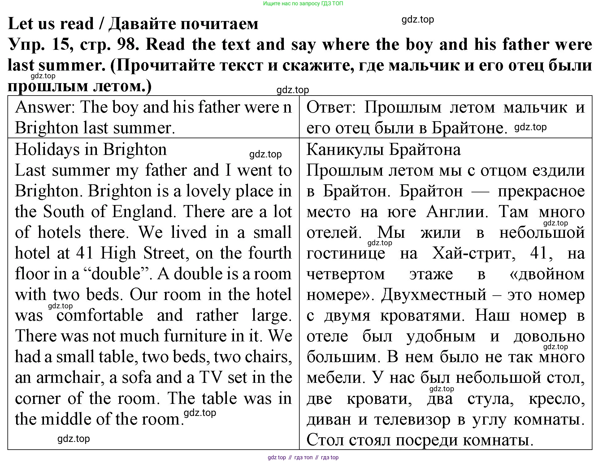 ГДЗ Английский язык (english), 4 класс Учебник (Student's book), авторы: Верещагина Ирина Николаевна (Vereshchagina Irina), Афанасьева Ольга Васильевна (Afanasyeva Olga), издательство Просвещение, Москва, 2023, серого цвета, Часть ( Part) 1, страница 98, номер 15, Решение 2
